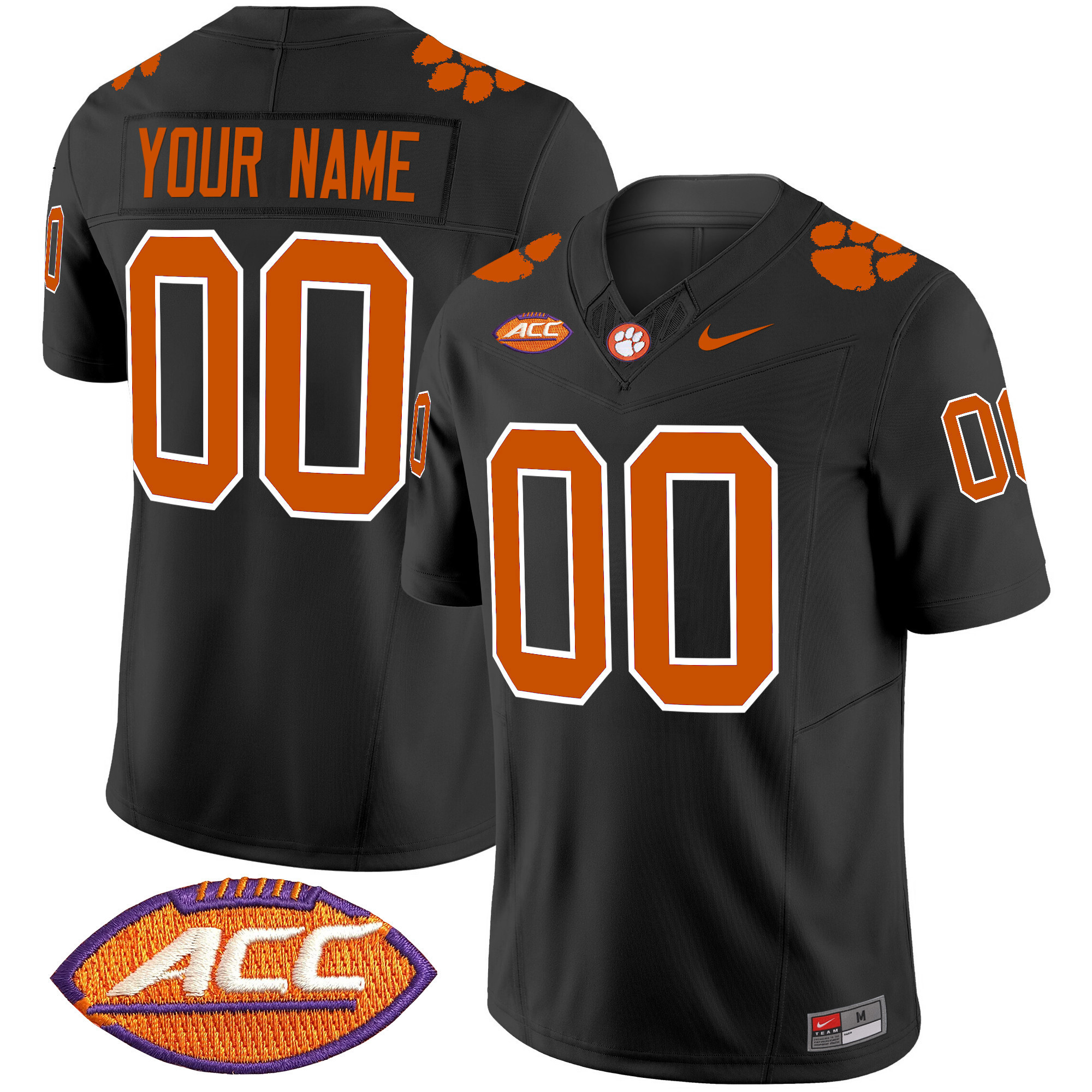 Men's Clemson Tigers 2025 Vapor Limited Custom Black Jersey - All Stitched