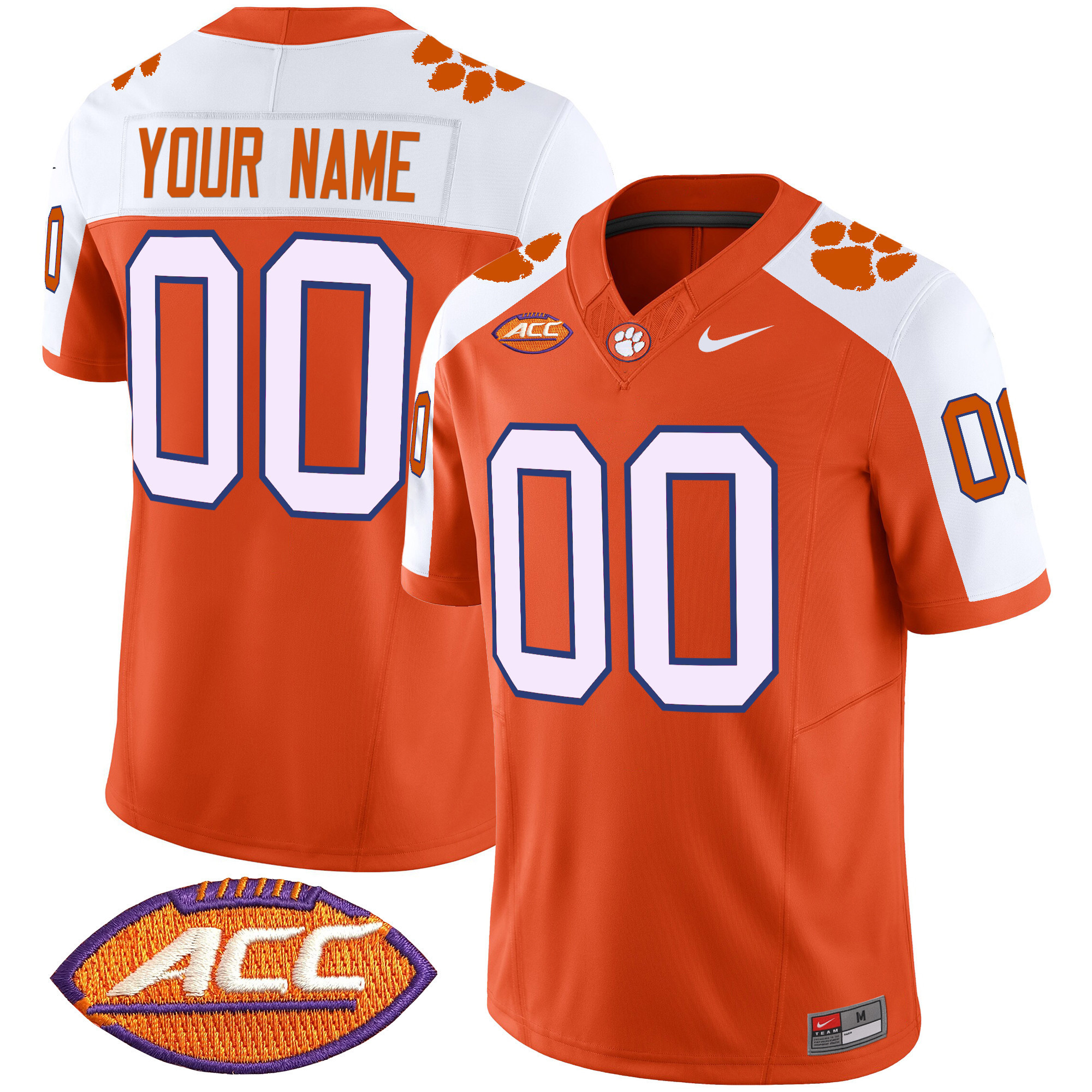 Men's Clemson Tigers 2025 Vapor Limited Custom Orange Alternate Jersey - All Stitched