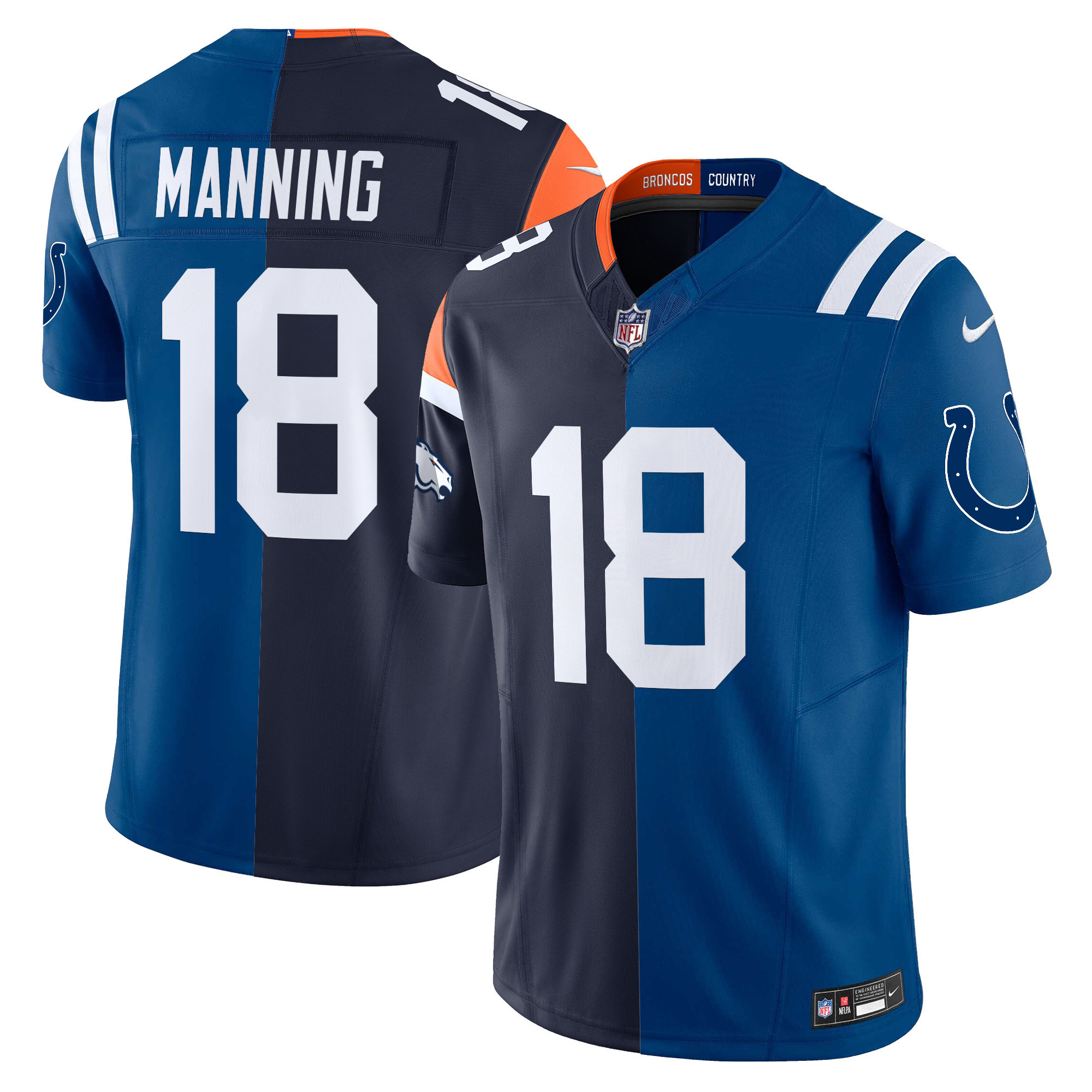 Men's Colts - Broncos Peyton Manning Indianapolis Colts Split Vapor Limited Jersey - All Stitched