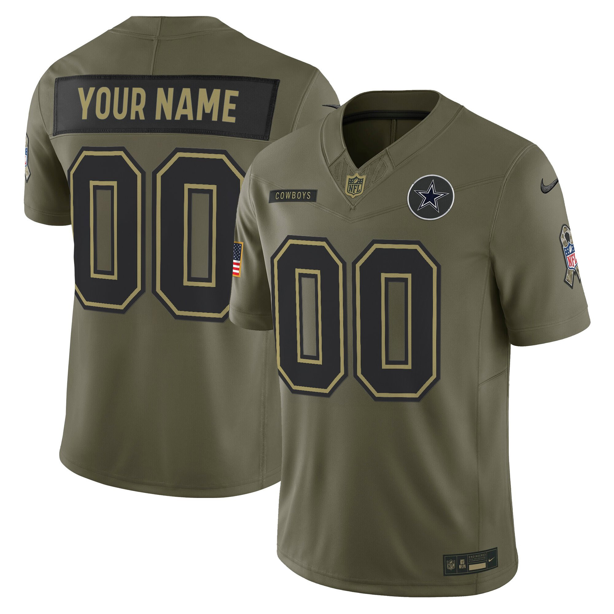 Men's Dallas Cowboys 2025 Salute to Service Vapor Limited Custom Jersey - All Stitched