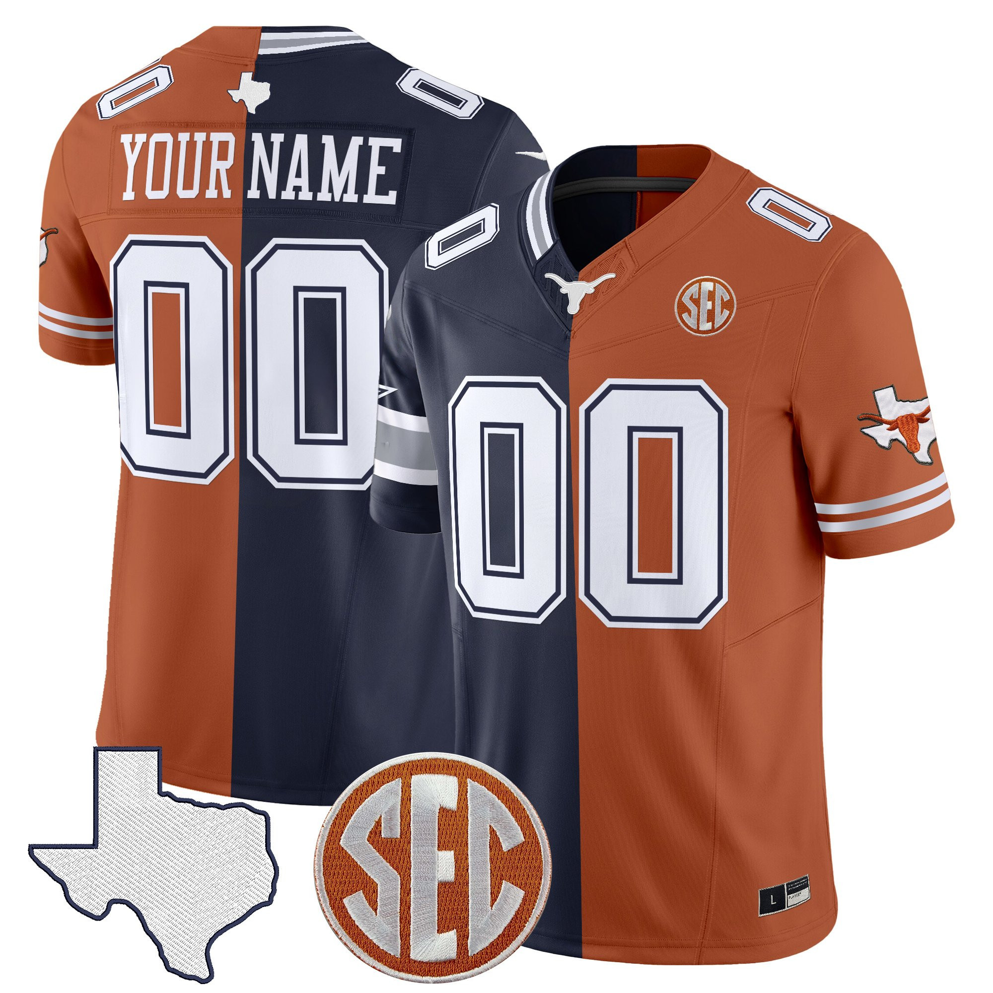 Men's Dallas Cowboys x College Football Split Vapor Limited Custom Cowboys x Longhorns Jersey - All Stitched