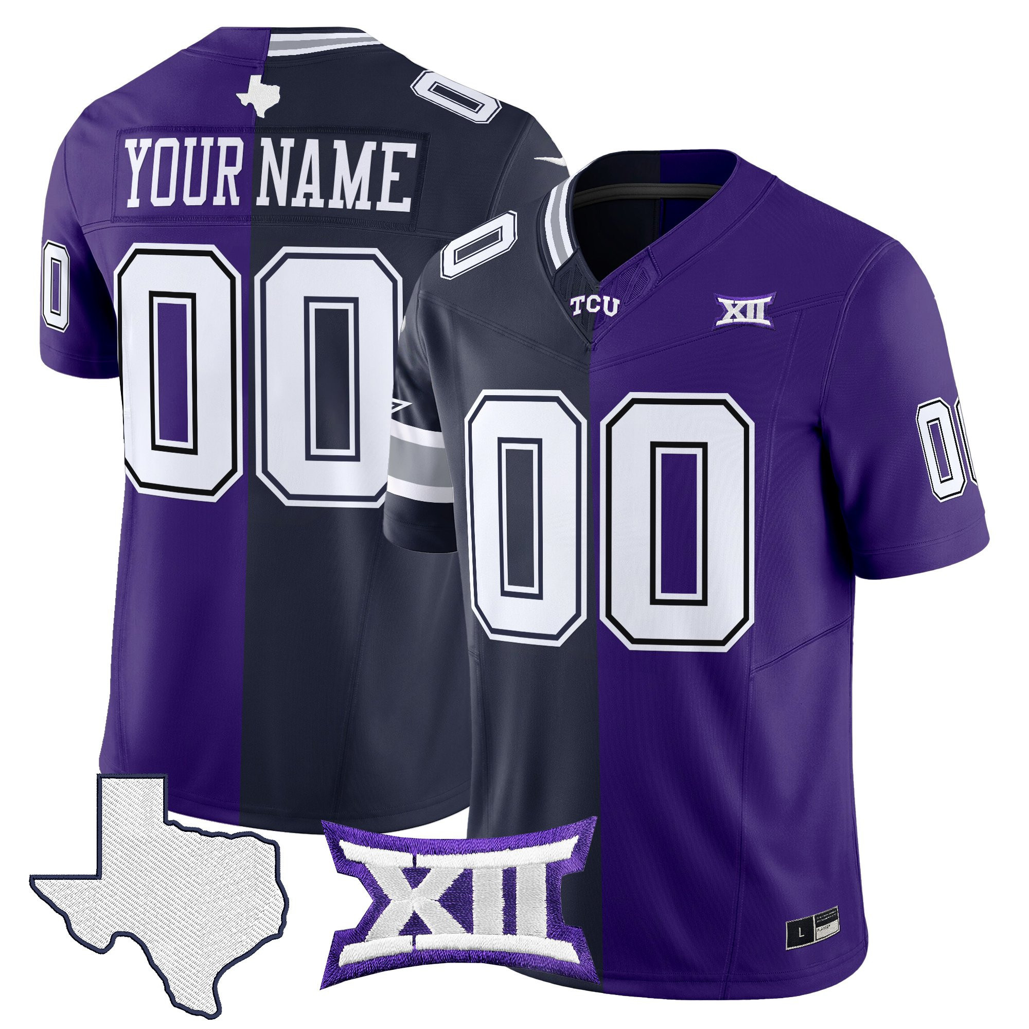 Men's Dallas Cowboys x College Football Split Vapor Limited Custom Cowboys x TCU Jersey - All Stitched