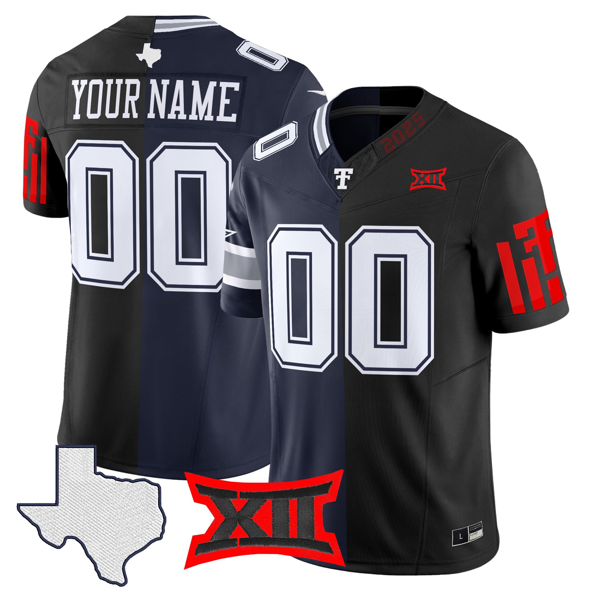 Men's Dallas Cowboys x College Football Split Vapor Limited Custom Cowboys x Texas Tech Jersey - All Stitched