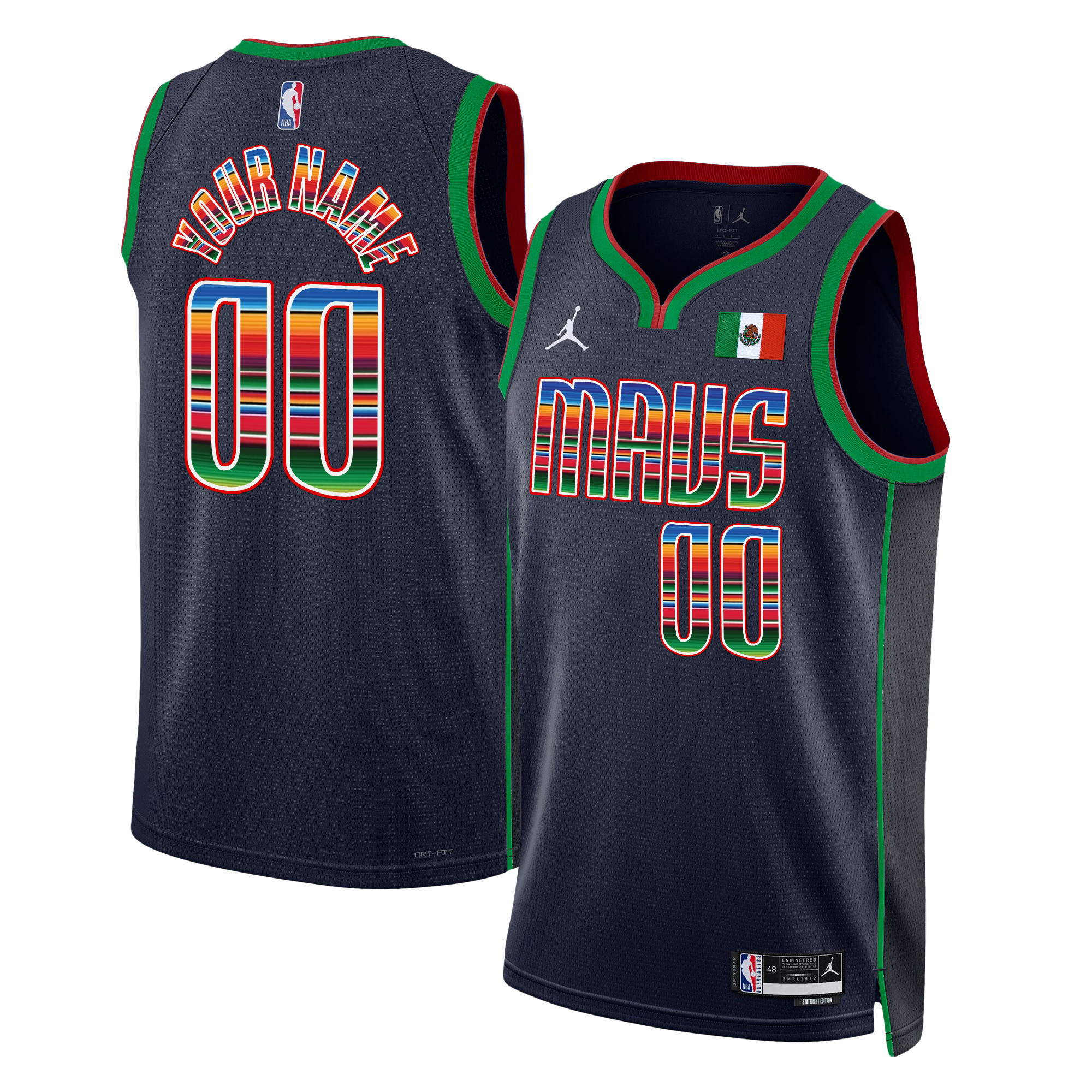 Men's Dallas Mavericks Mexico Swingman Custom Jersey - All Stitched