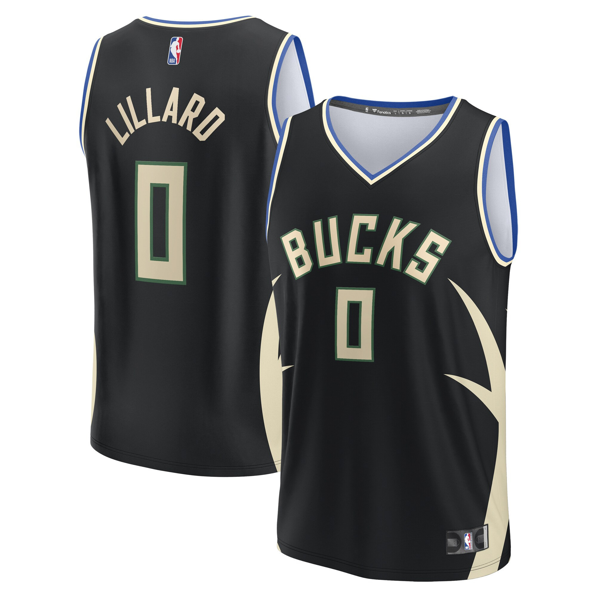 Men's Damian Lillard Milwaukee Bucks Black Jersey - All Stitched