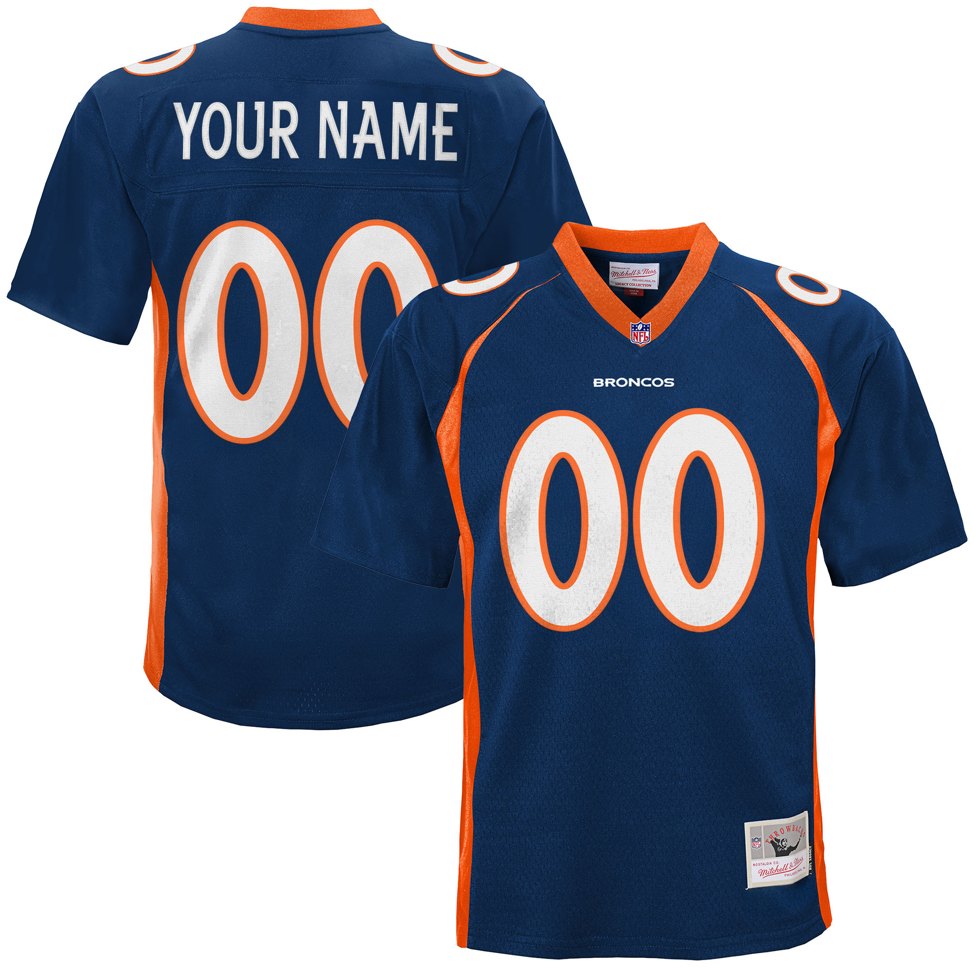 Men's Denver Broncos Throwback Custom Navy Jersey - All Stitched