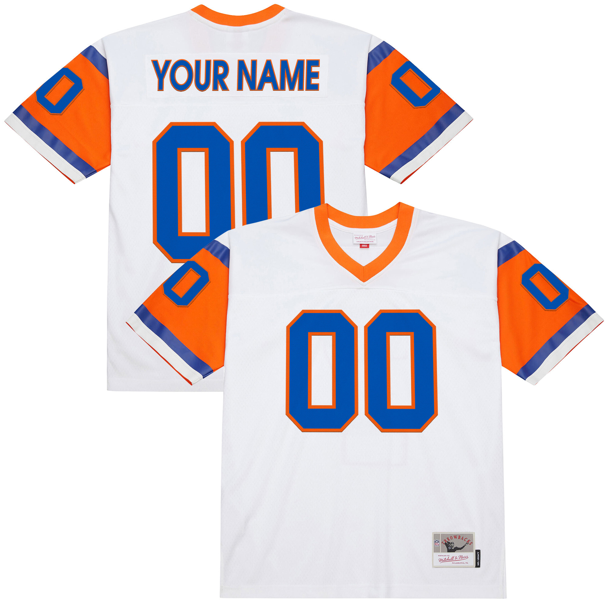 Men's Denver Broncos Throwback Custom White Jersey - All Stitched