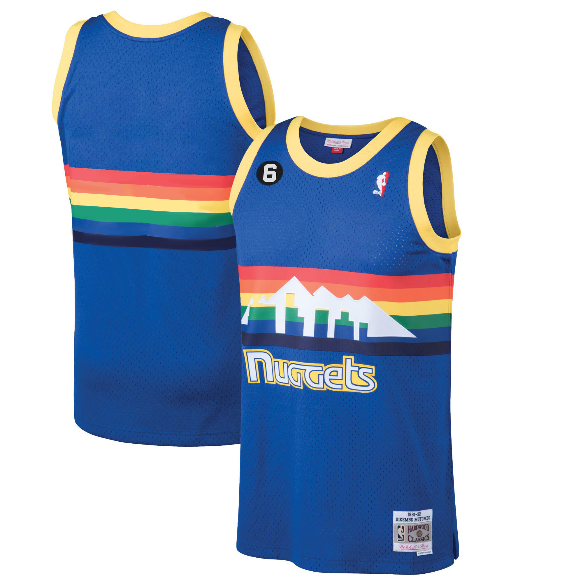 Men's Denver Nuggets #6 Patch Collection Blue Classic Jersey - All Stitched