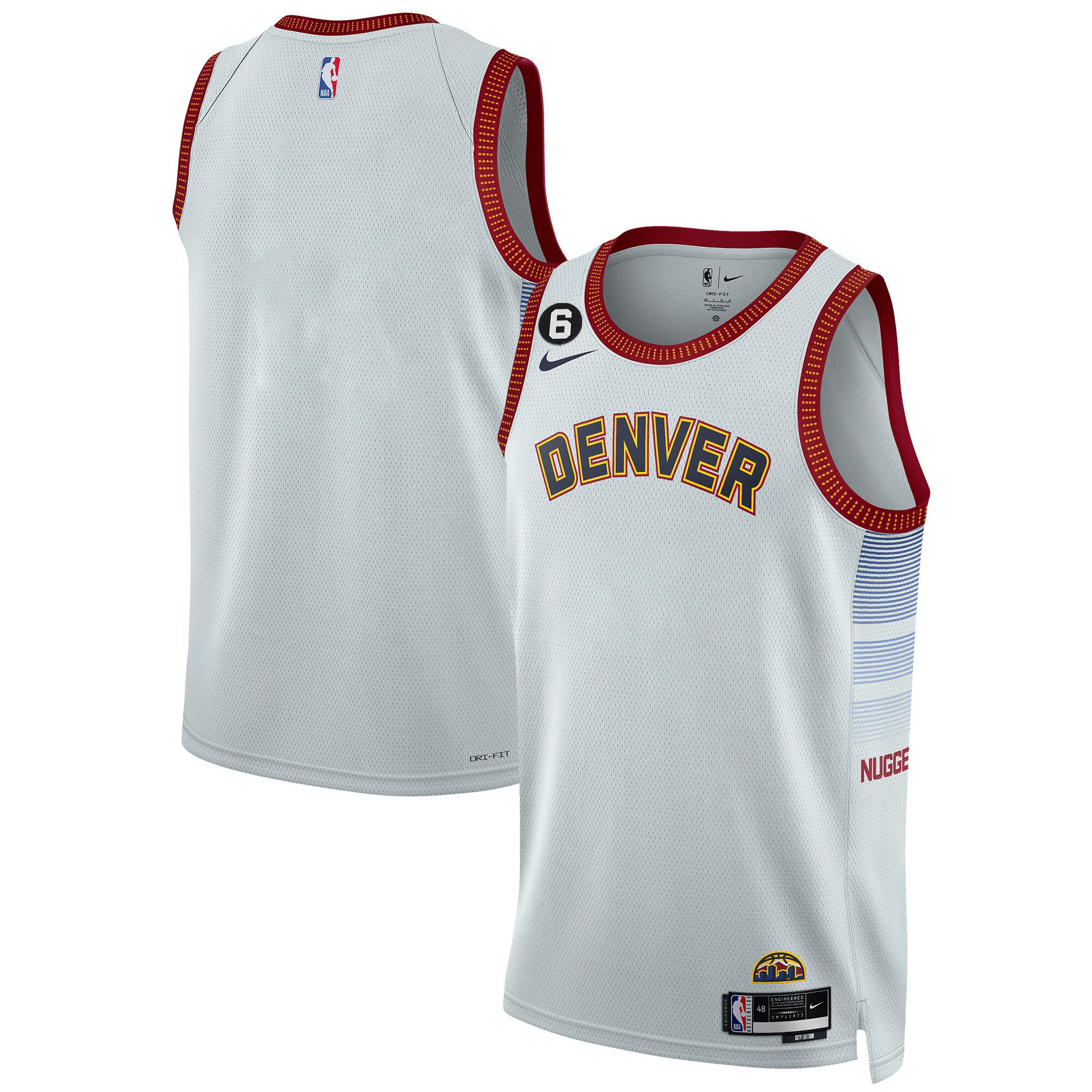 Men's Denver Nuggets #6 Patch Collection City Jersey - All Stitched