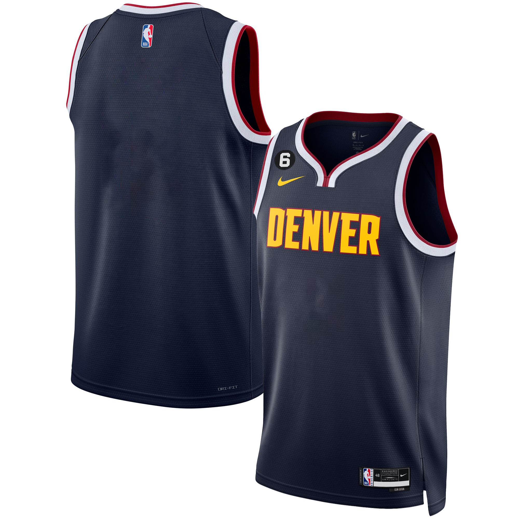 Men's Denver Nuggets #6 Patch Collection Icon Jersey - All Stitched