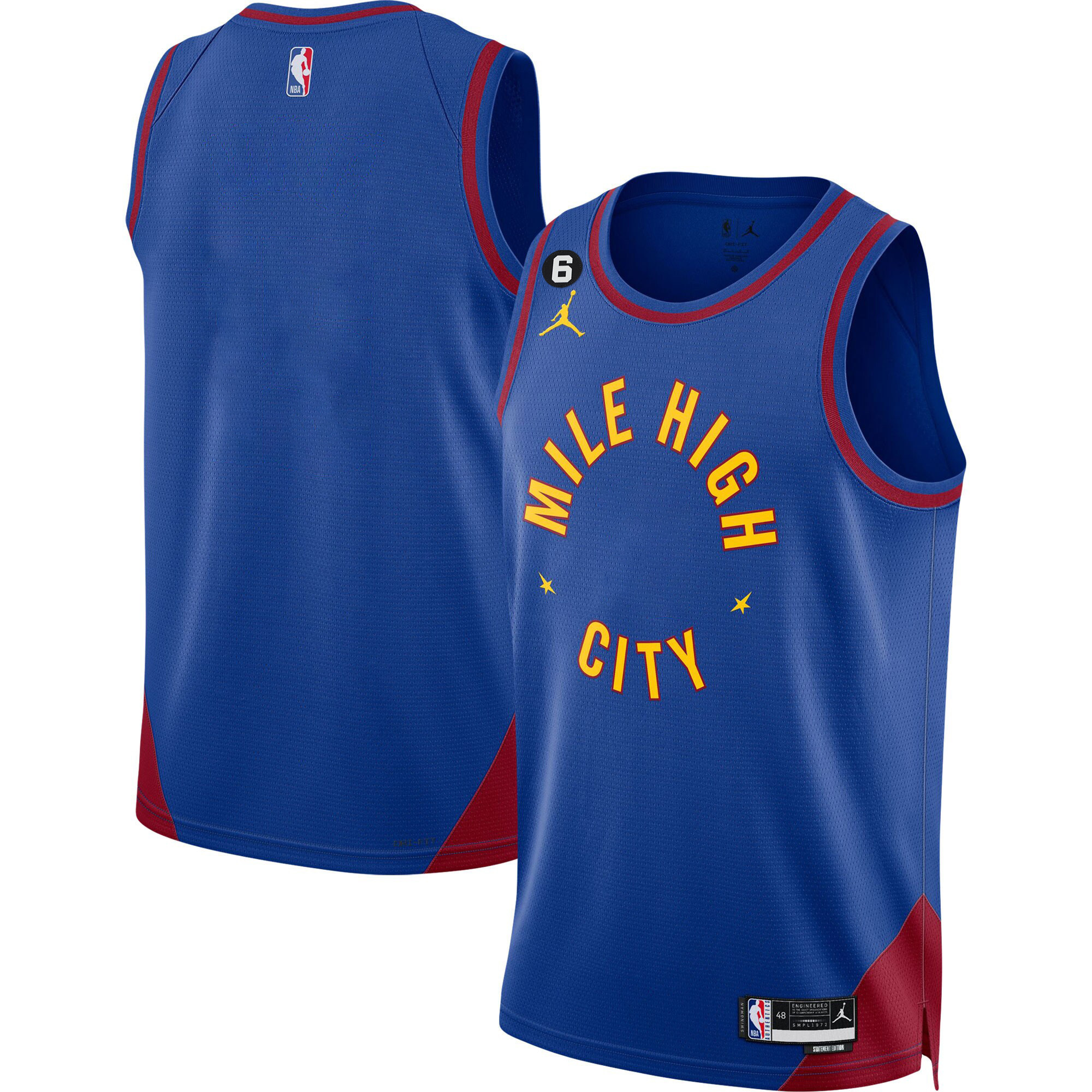 Men's Denver Nuggets #6 Patch Collection Statement Jersey - All Stitched