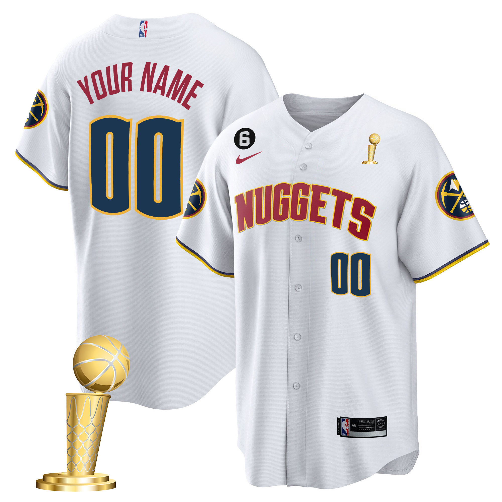 Men's Denver Nuggets 2023 Champions Cool Base Custom Association Jersey - All Stitched