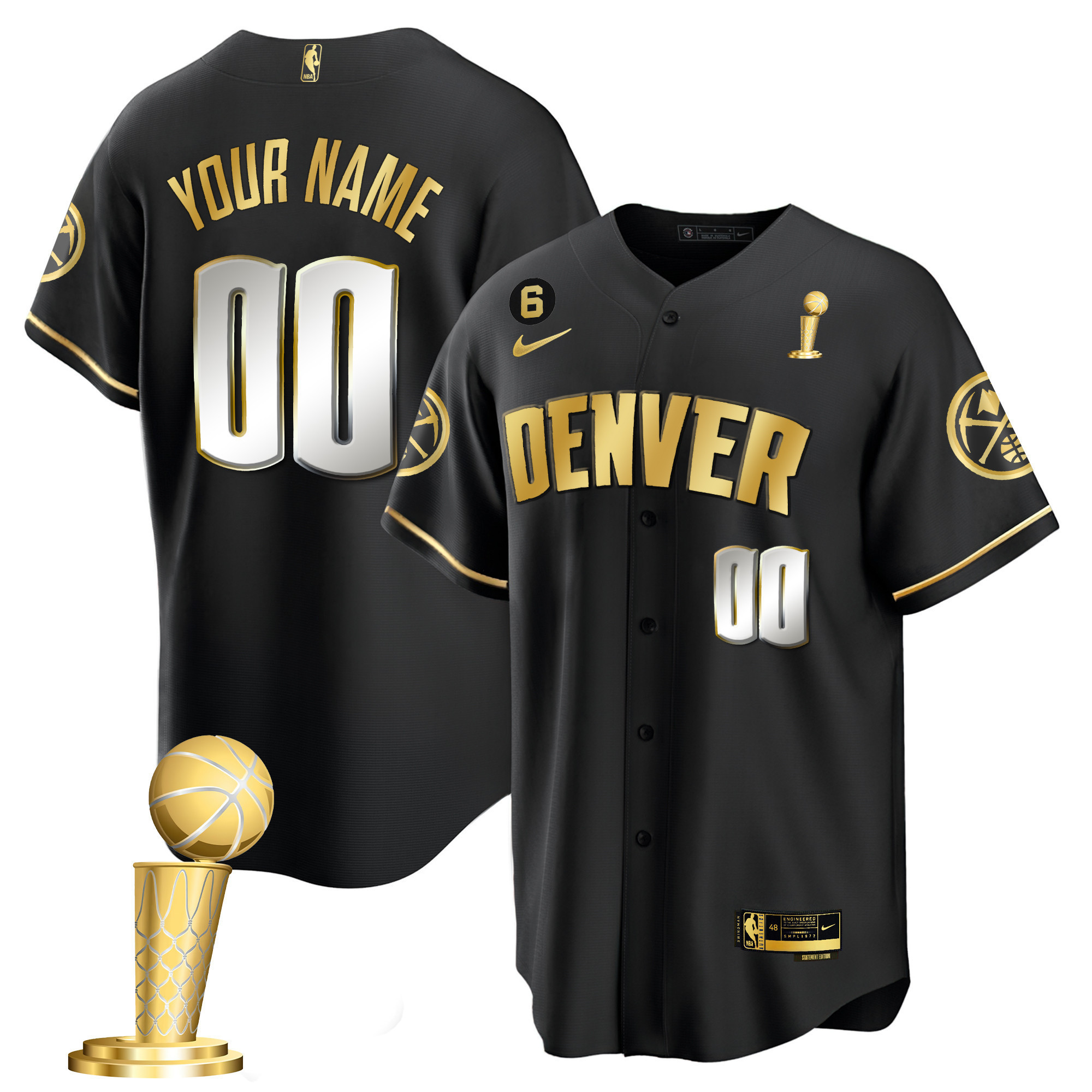 Men's Denver Nuggets 2023 Champions Cool Base Custom Black Limited Jersey - All Stitched