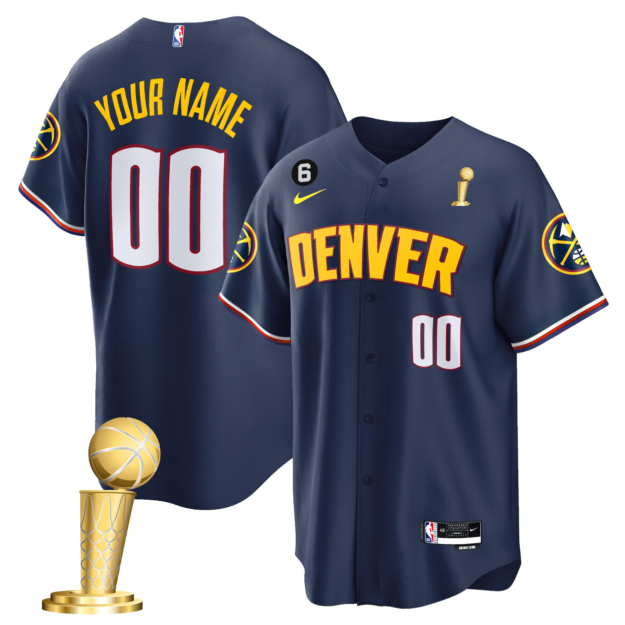 Men's Denver Nuggets 2023 Champions Cool Base Custom Icon Jersey - All Stitched