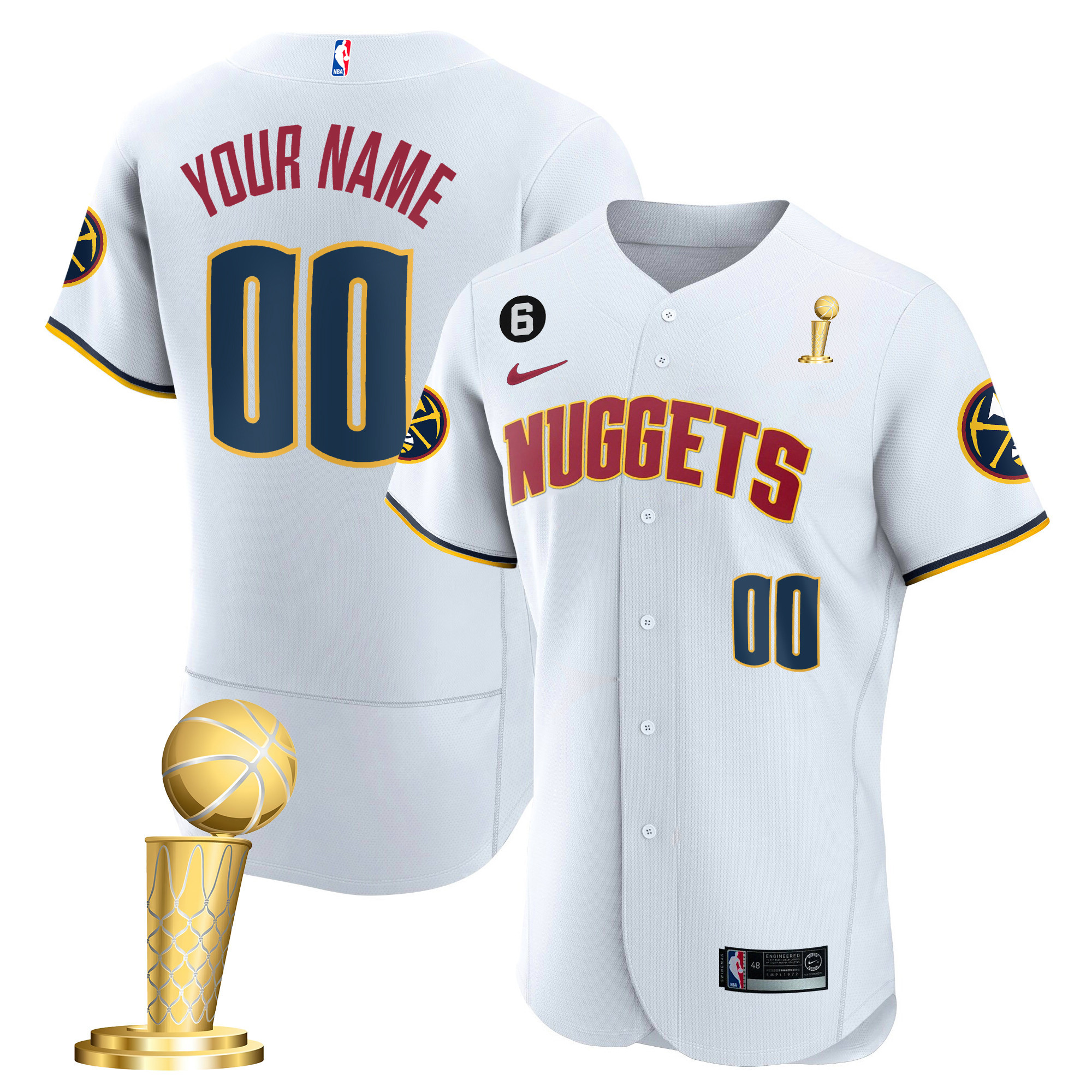 Men's Denver Nuggets 2023 Champions Flex Base Custom Association Jersey - All Stitched
