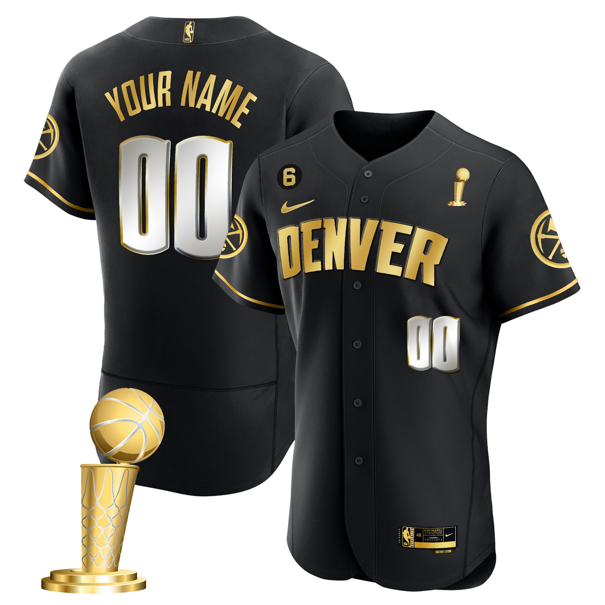 Men's Denver Nuggets 2023 Champions Flex Base Custom Black Limited Jersey - All Stitched
