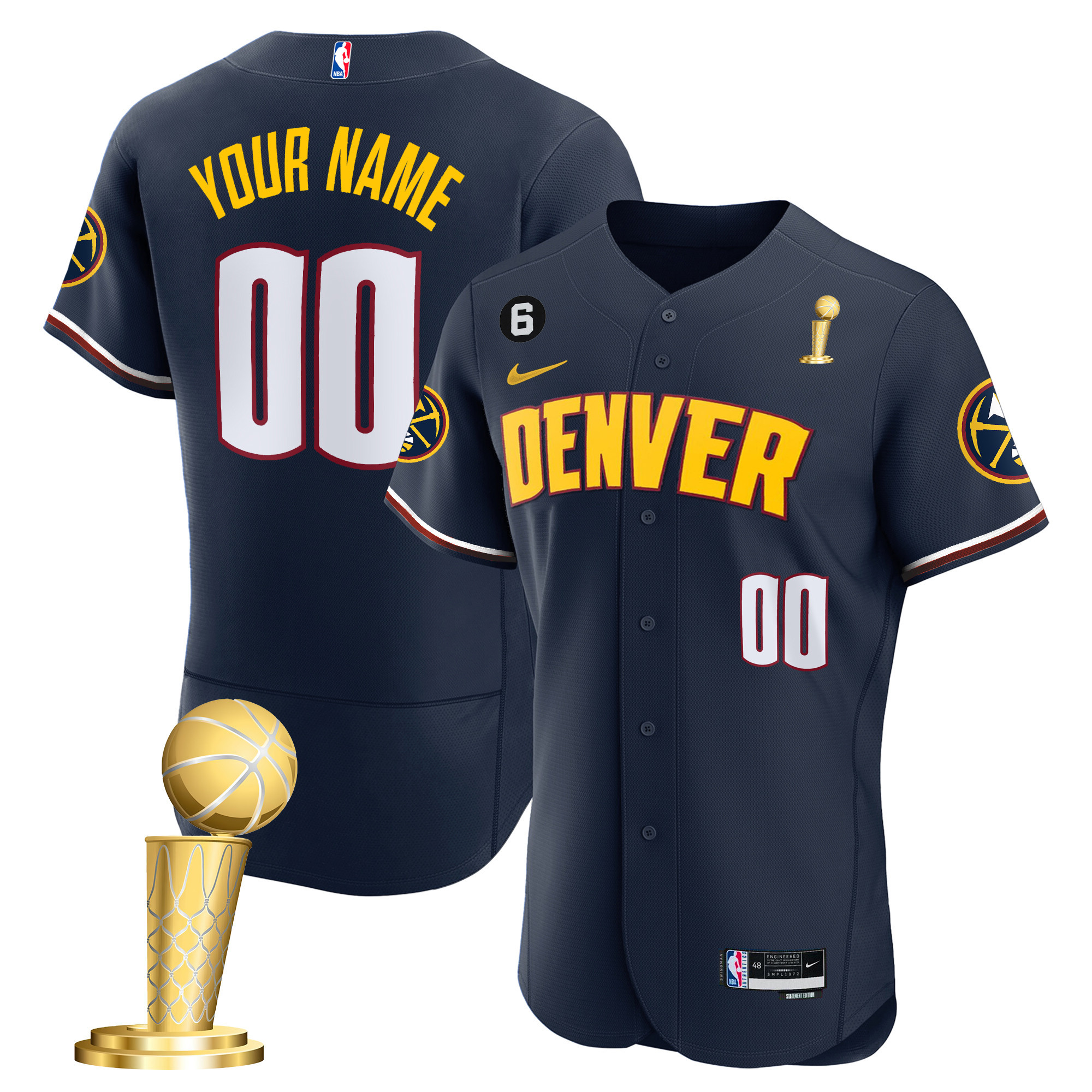 Men's Denver Nuggets 2023 Champions Flex Base Custom Icon Jersey - All Stitched