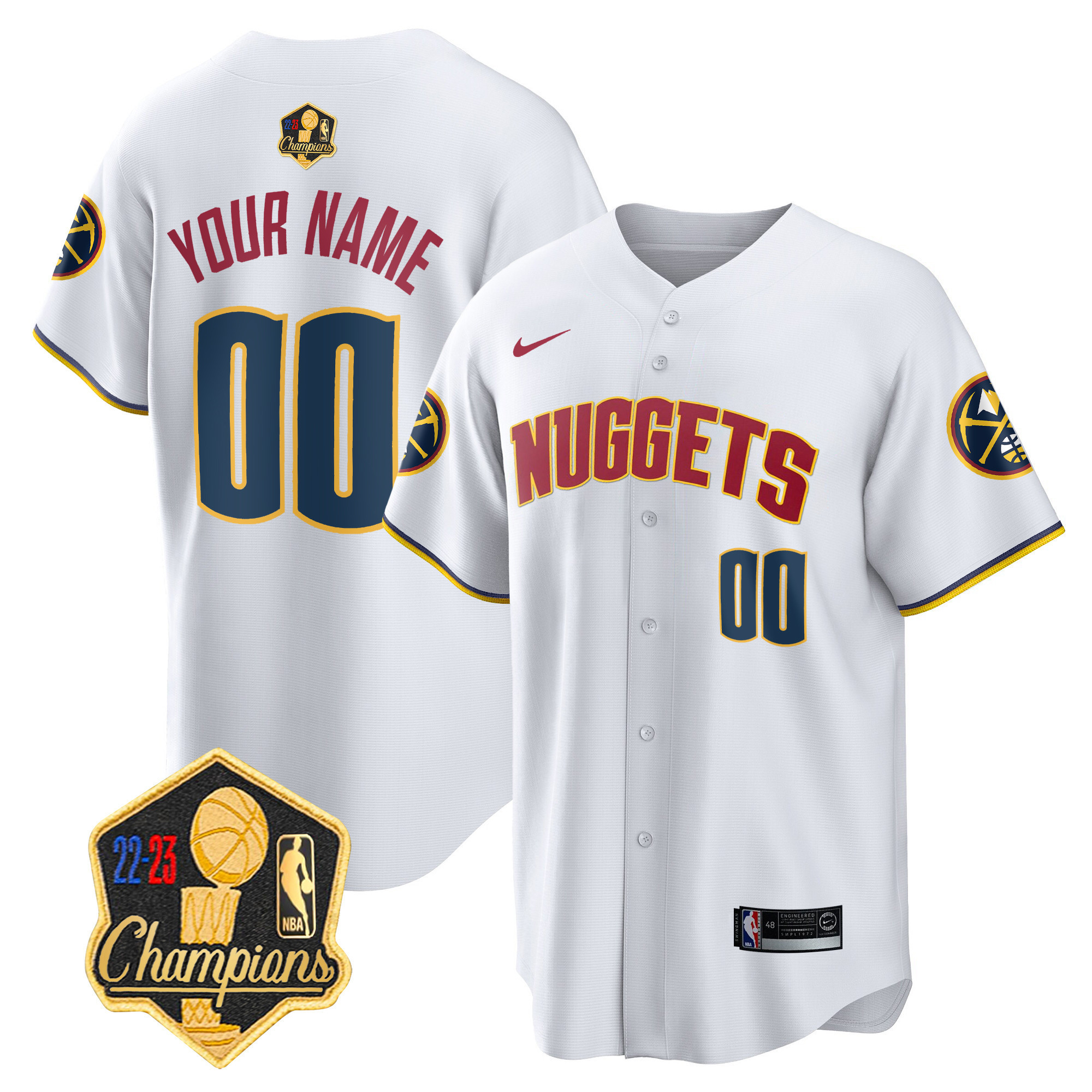 Men's Denver Nuggets 2023 Champions Limited Patch Cool Base Custom Association Jersey - All Stitched