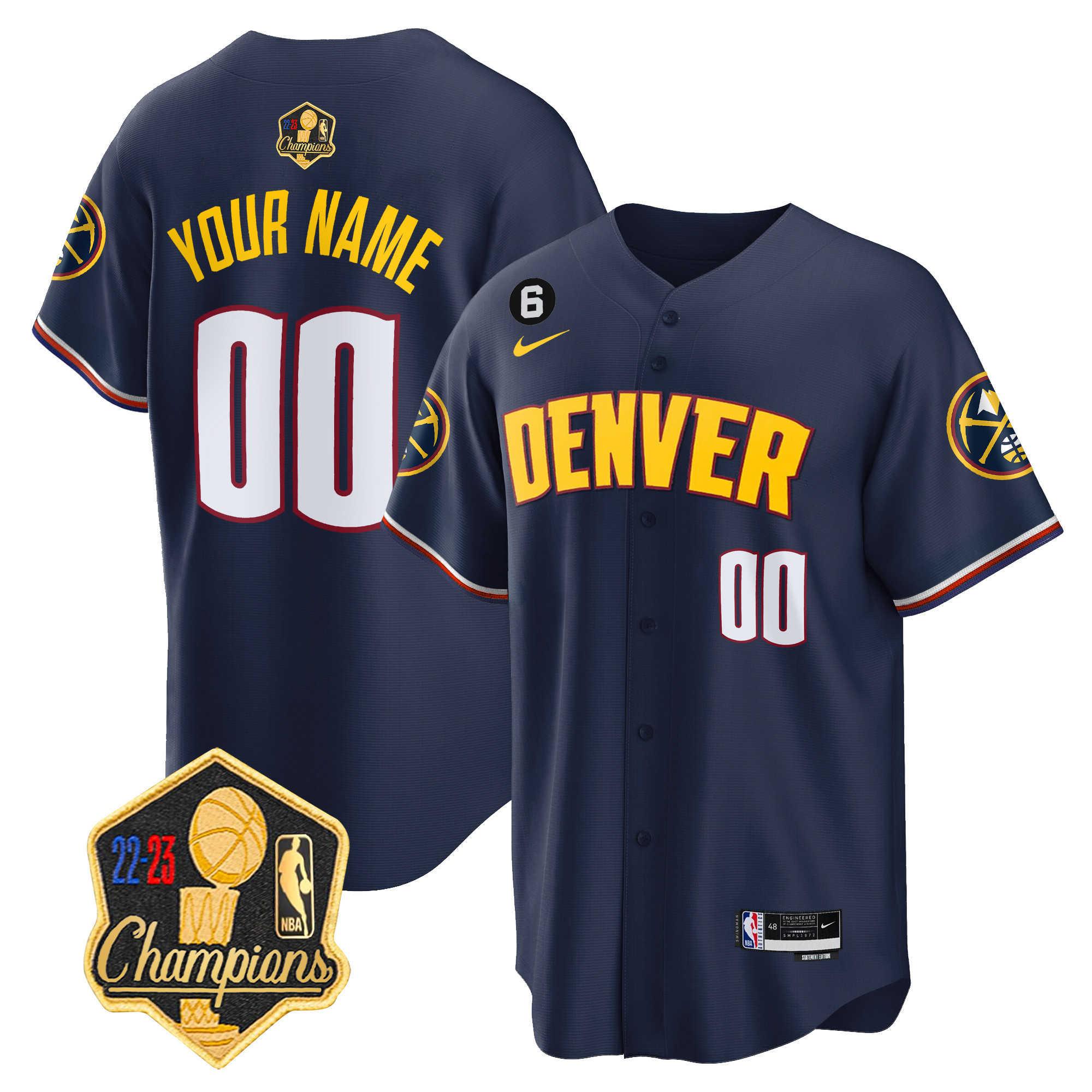 Men's Denver Nuggets 2023 Champions Limited Patch Cool Base Custom Icon Jersey - All Stitched