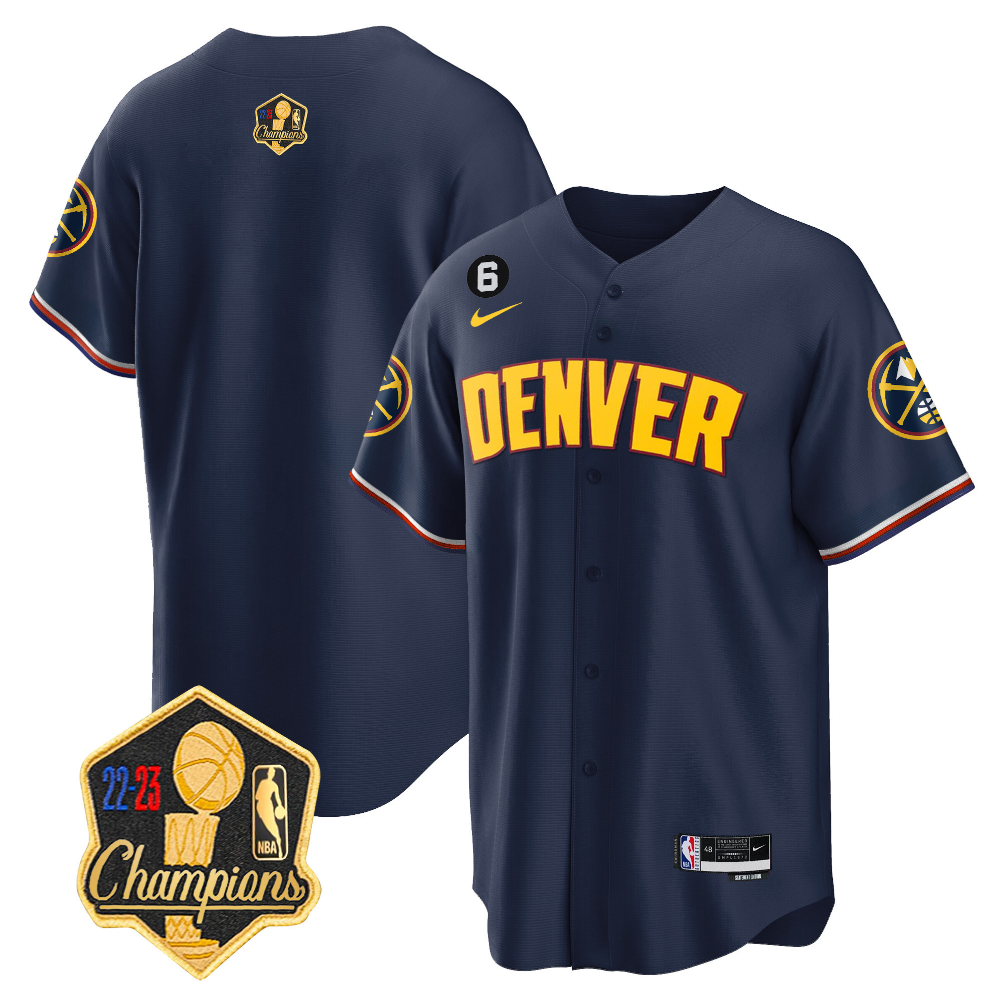 Men's Denver Nuggets 2023 Champions Limited Patch Cool Base Icon Jersey - All Stitched