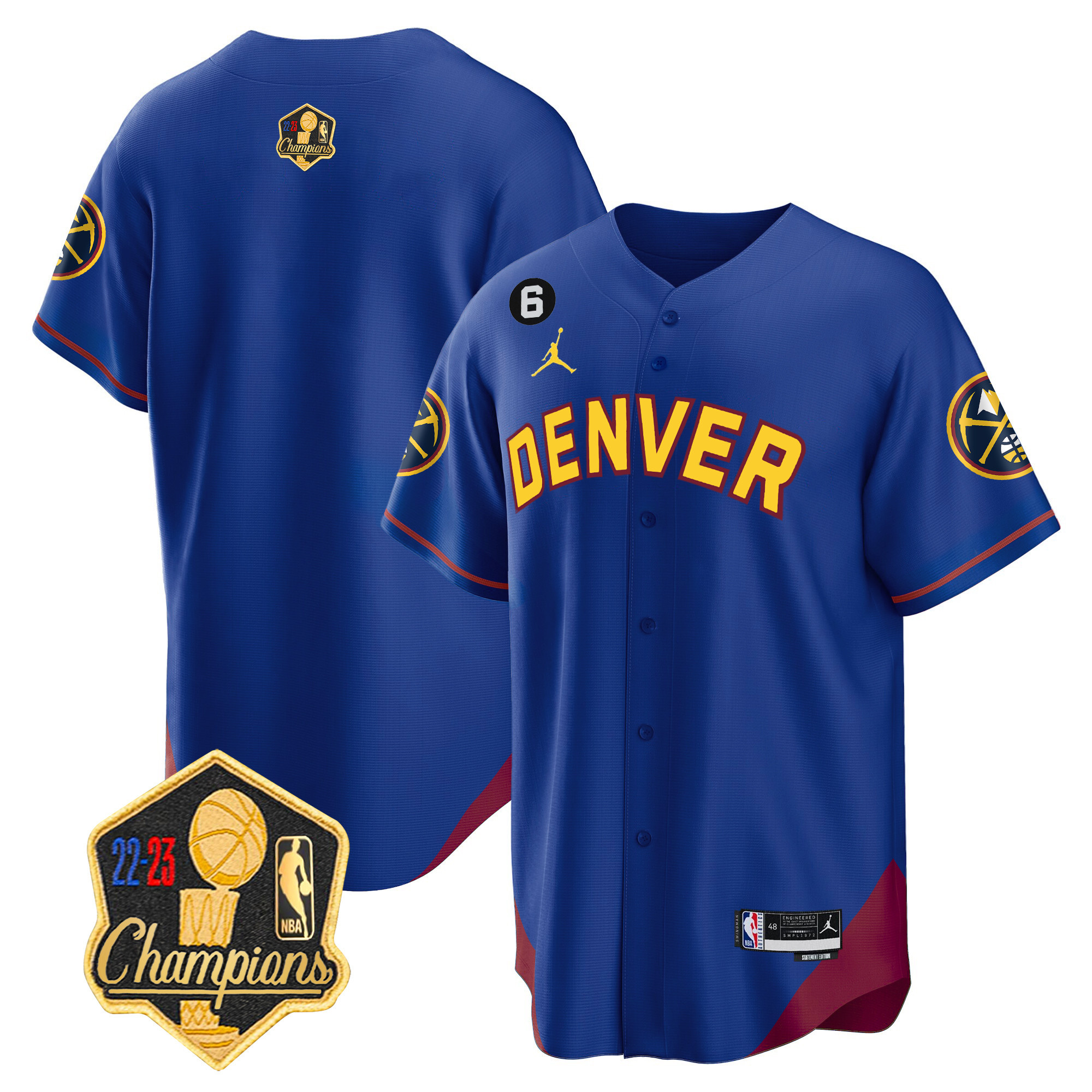 Men's Denver Nuggets 2023 Champions Limited Patch Cool Base Statement Jersey - All Stitched