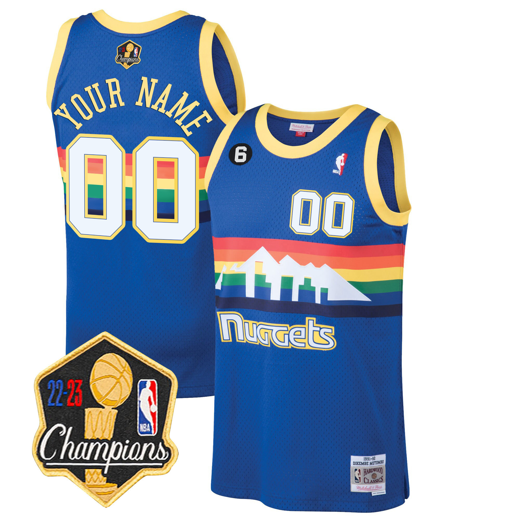 Men's Denver Nuggets 2023 Champions Limited Patch Custom Blue Classic Jersey - All Stitched