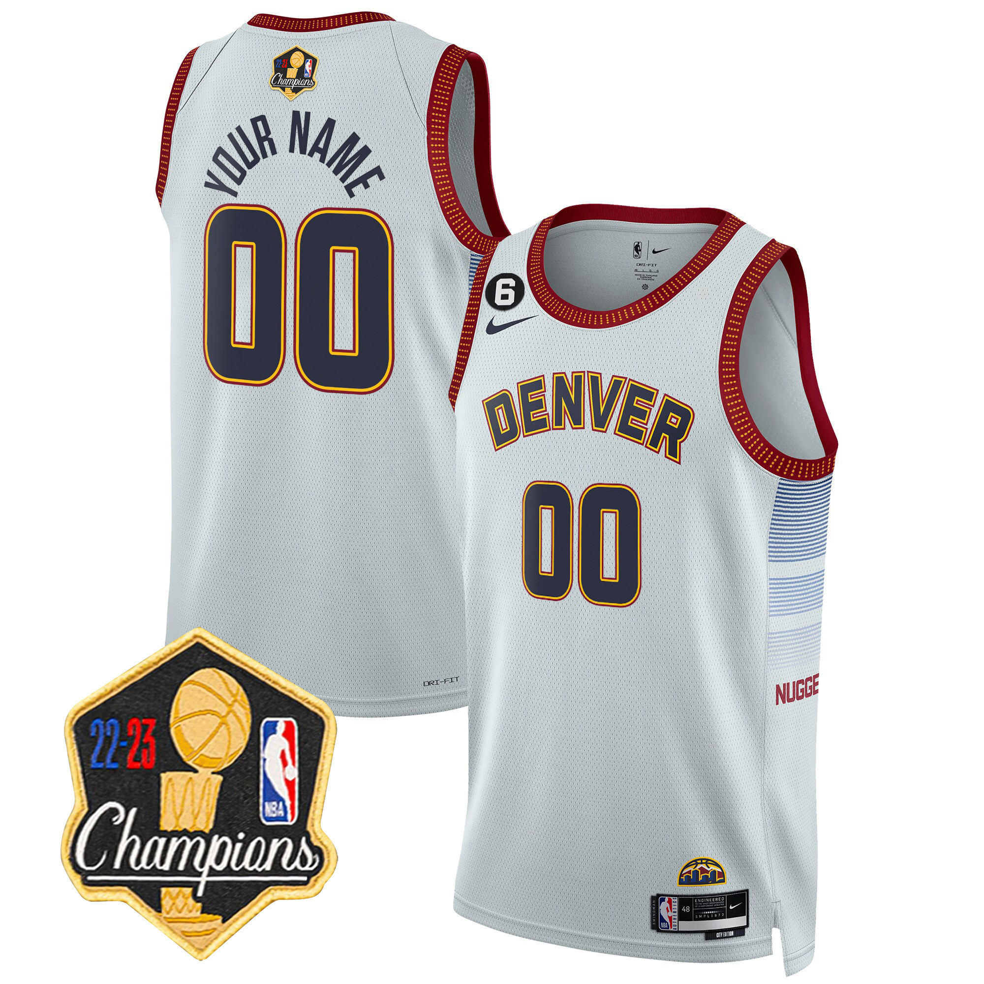 Men's Denver Nuggets 2023 Champions Limited Patch Custom City Jersey - All Stitched