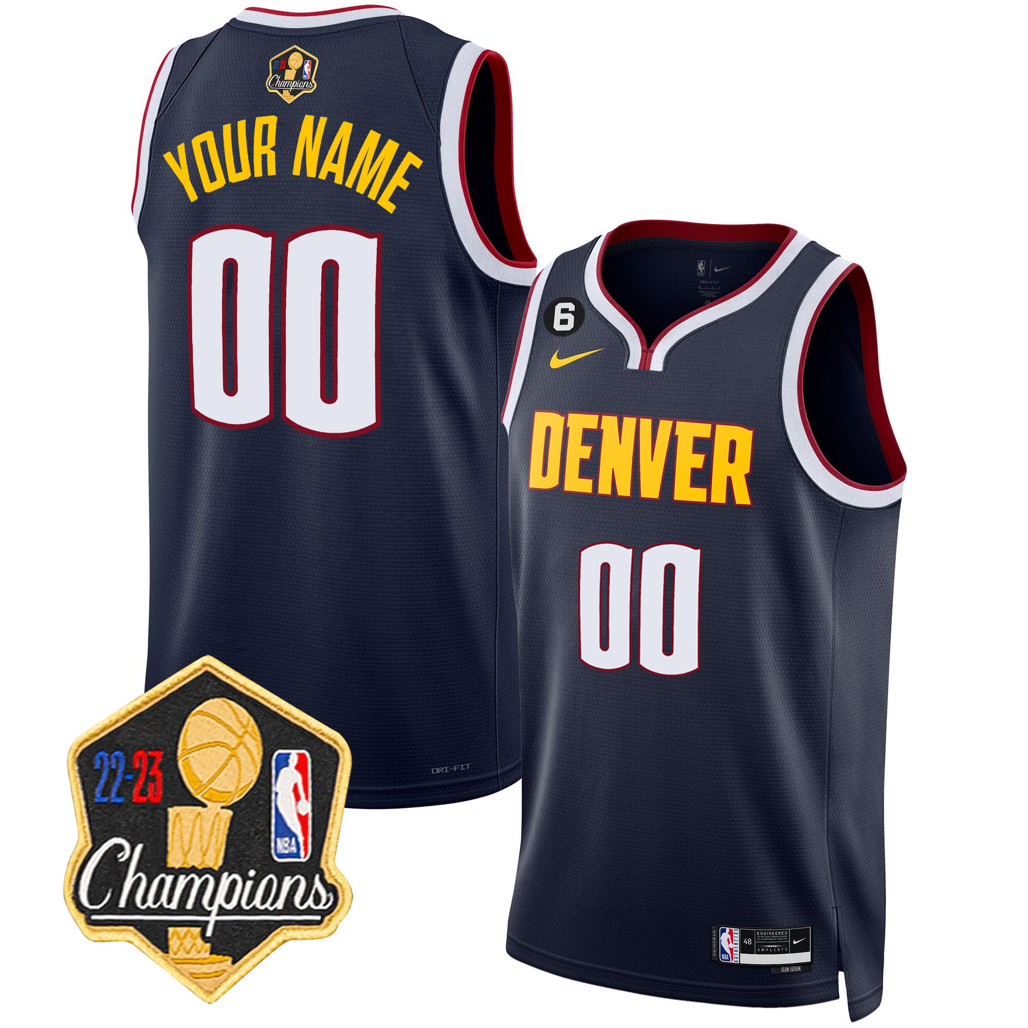 Men's Denver Nuggets 2023 Champions Limited Patch Custom Icon Jersey - All Stitched