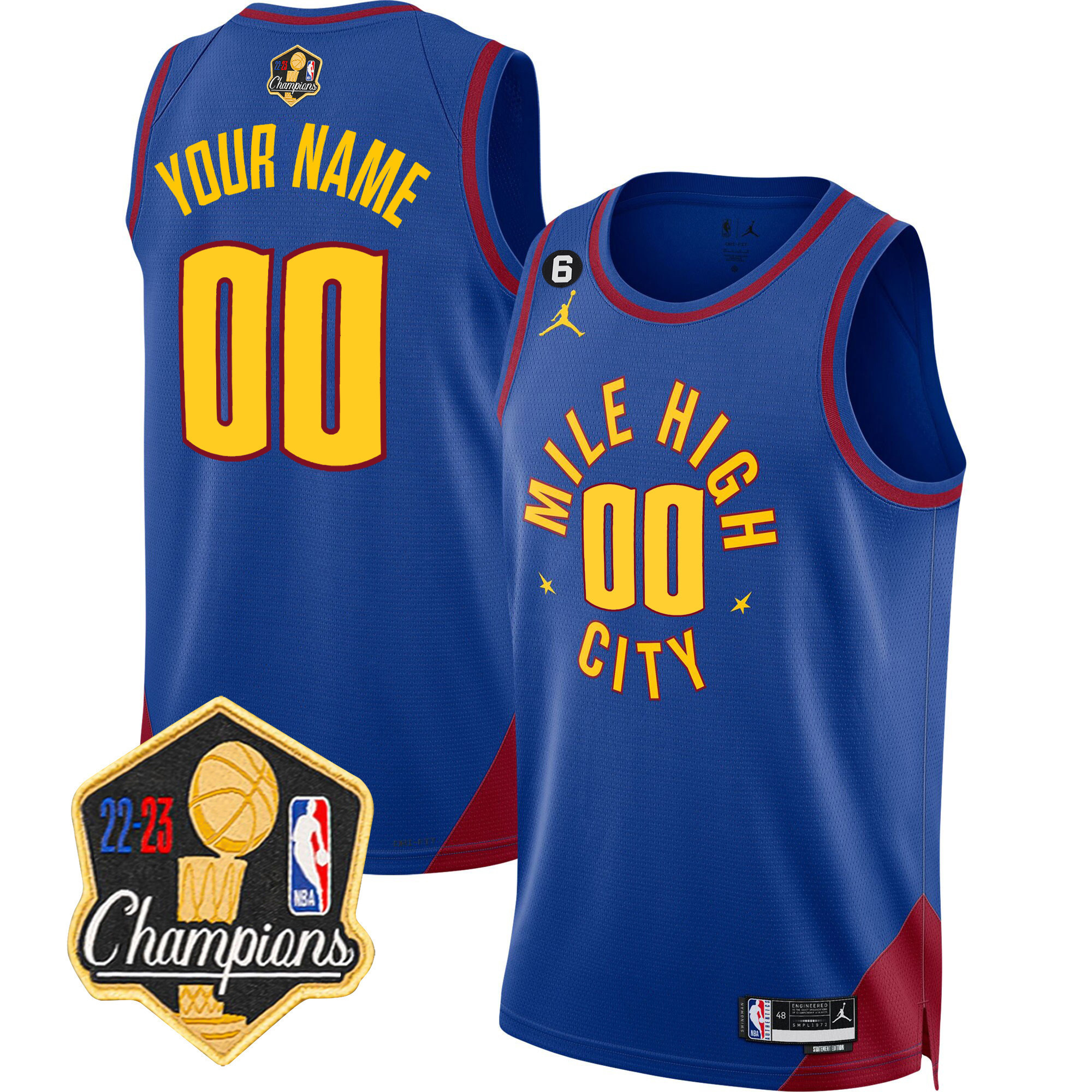 Men's Denver Nuggets 2023 Champions Limited Patch Custom Statement Jersey - All Stitched