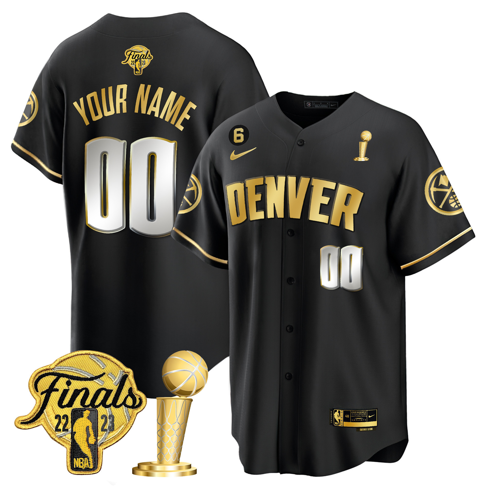 Men's Denver Nuggets 2023 Finals & Champions Cool Base Custom Black Limited Jersey - All Stitched