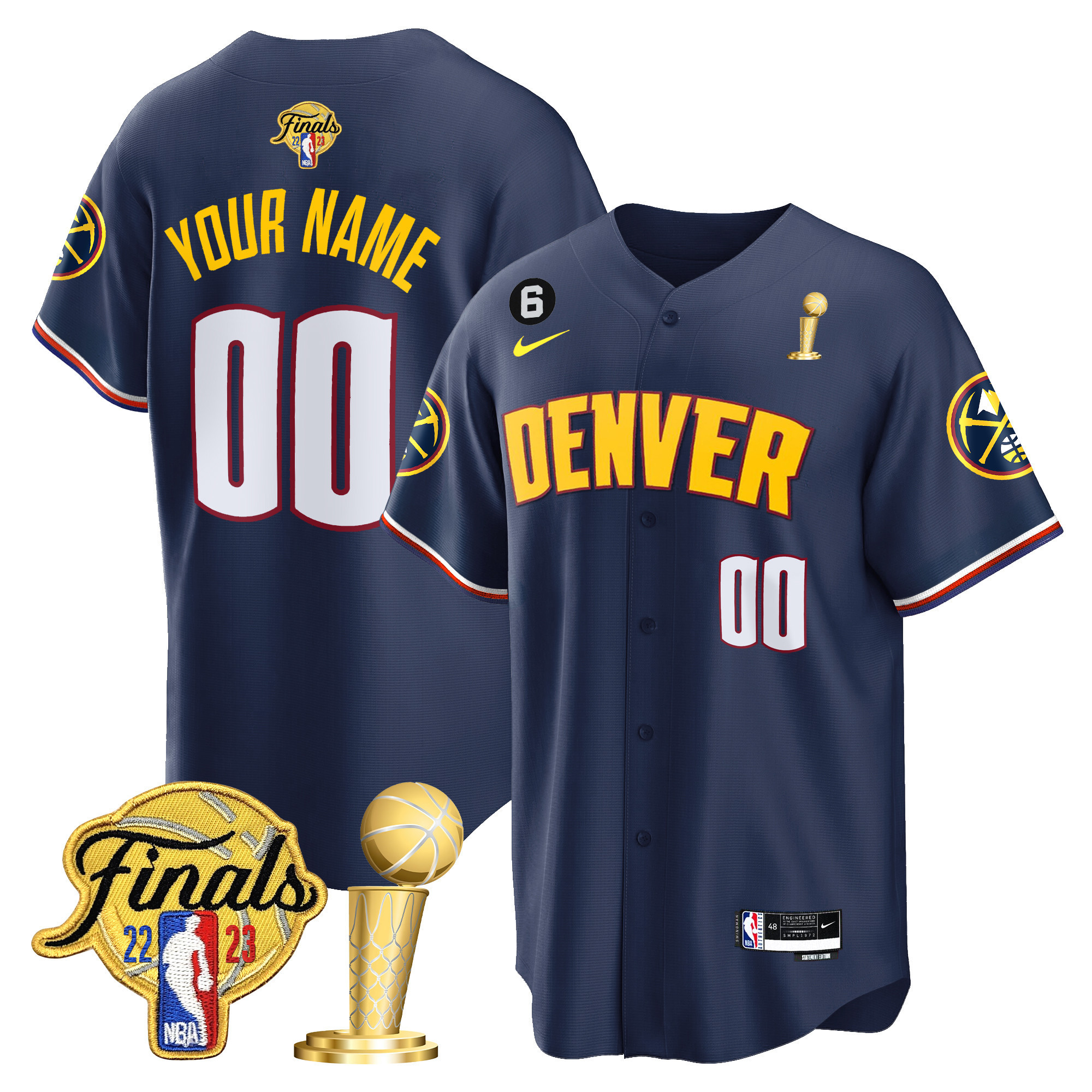 Men's Denver Nuggets 2023 Finals & Champions Cool Base Custom Icon Jersey - All Stitched