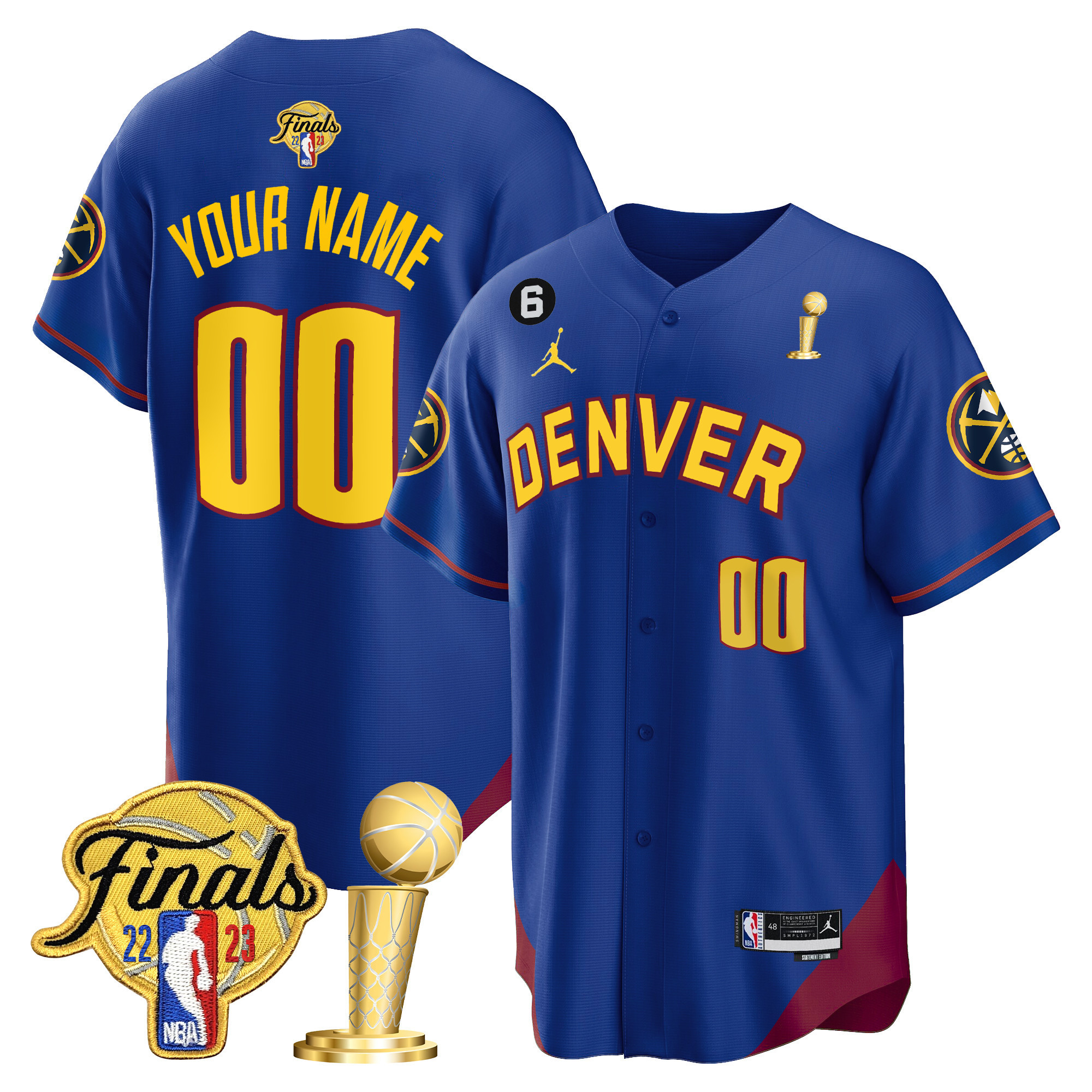Men's Denver Nuggets 2023 Finals & Champions Cool Base Custom Statement Jersey - All Stitched