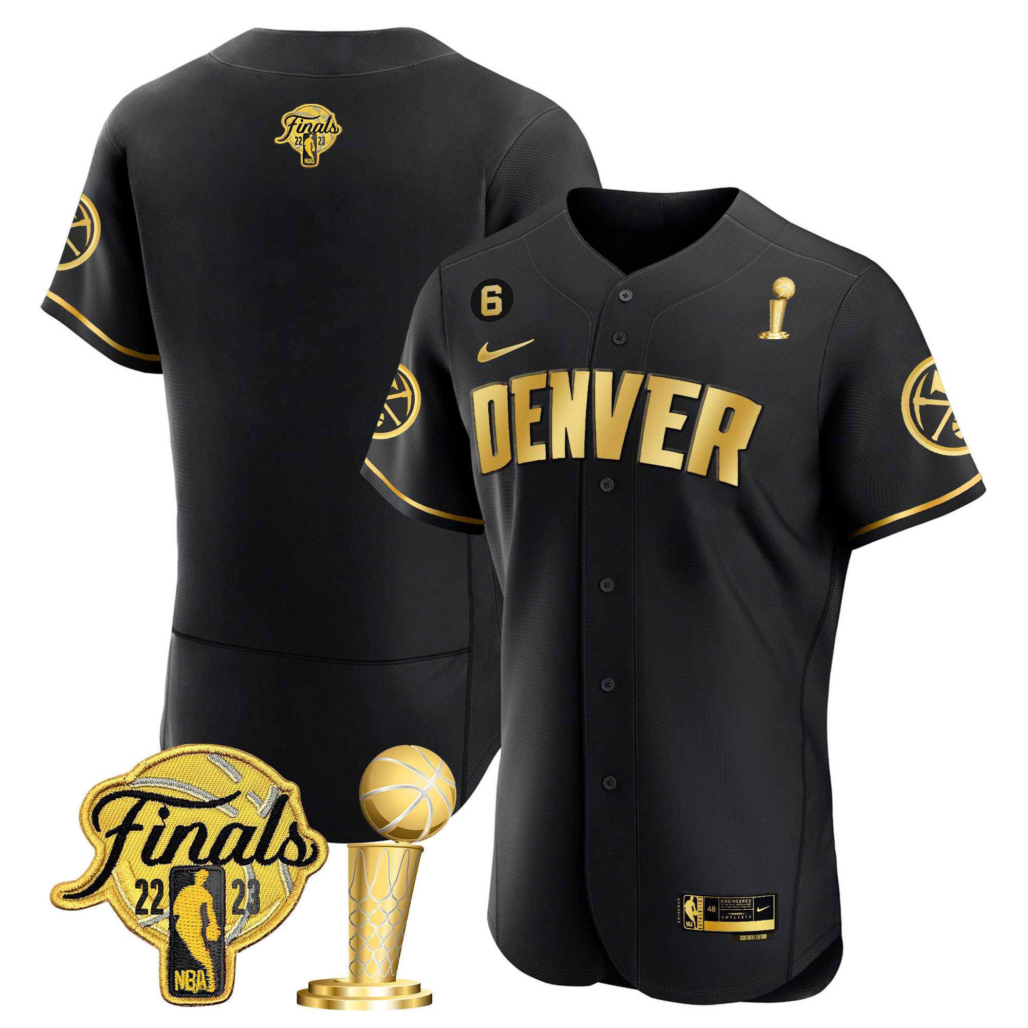 Men's Denver Nuggets 2023 Finals & Champions Flex Base Black Limited Jersey - All Stitched