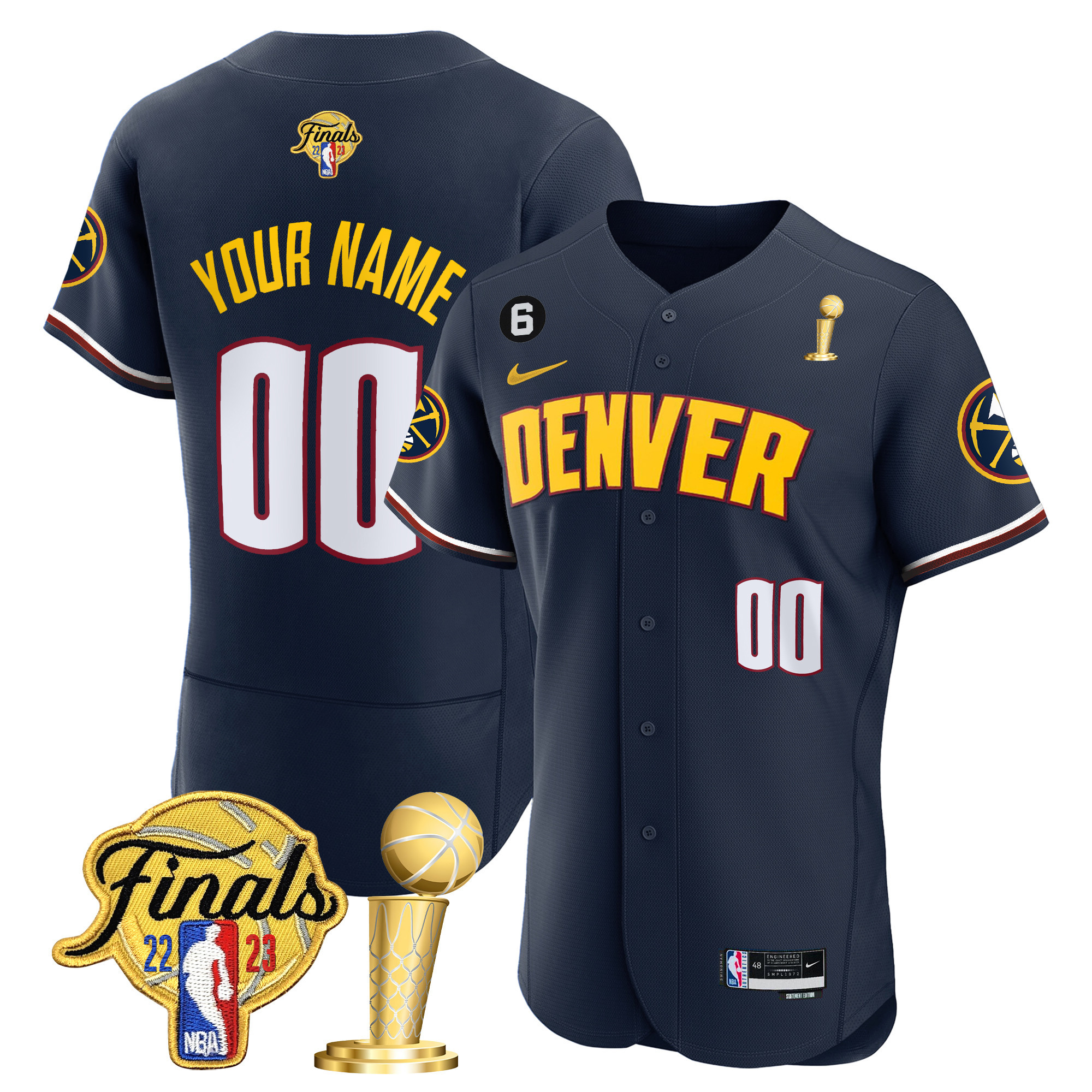 Men's Denver Nuggets 2023 Finals & Champions Flex Base Custom Icon Jersey - All Stitched