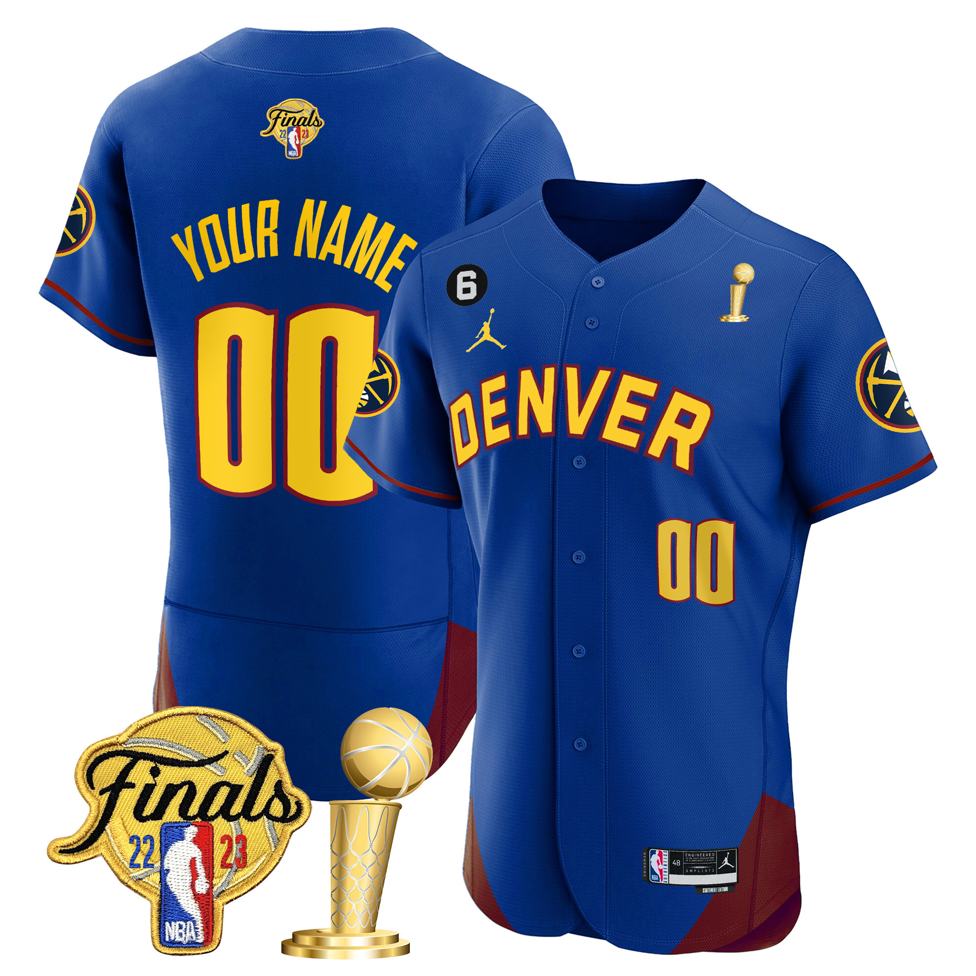 Men's Denver Nuggets 2023 Finals & Champions Flex Base Custom Statement Jersey - All Stitched