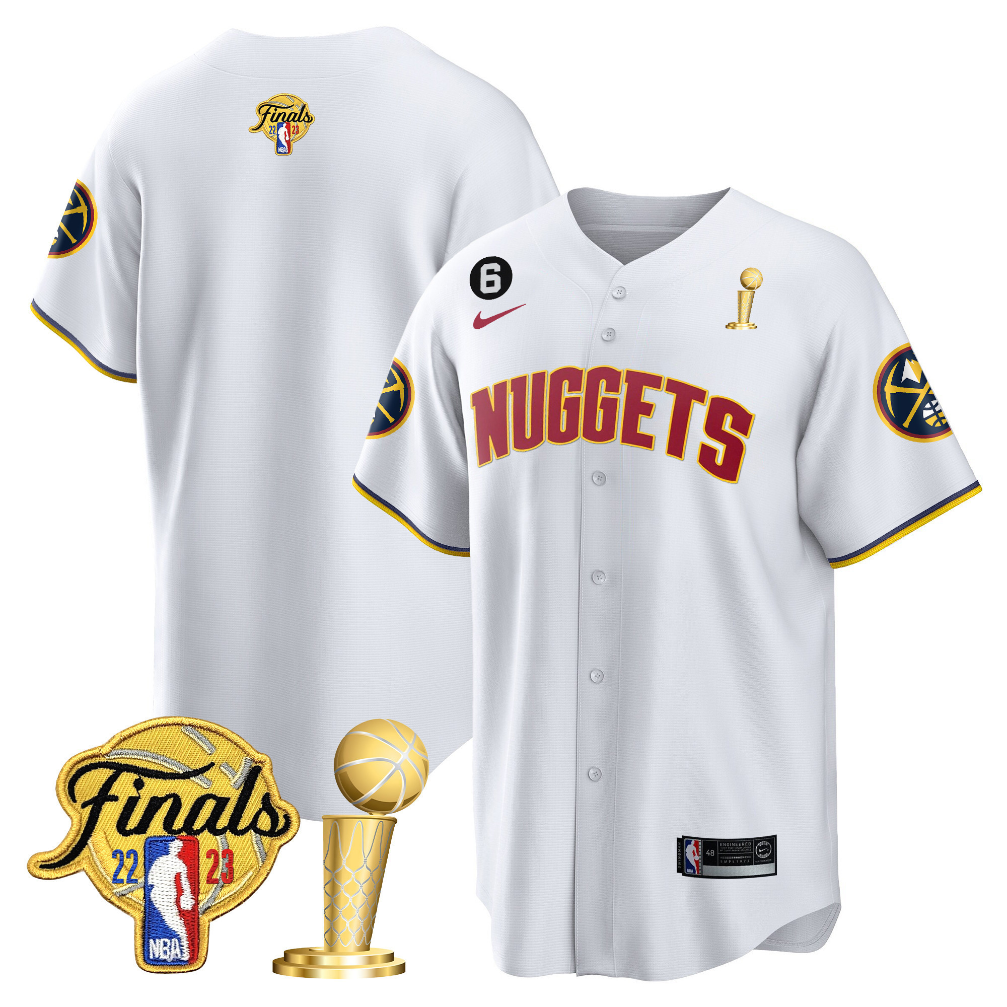 Men's Denver Nuggets 2023 Finals & Champions Patch Cool Base Association Jersey - All Stitched