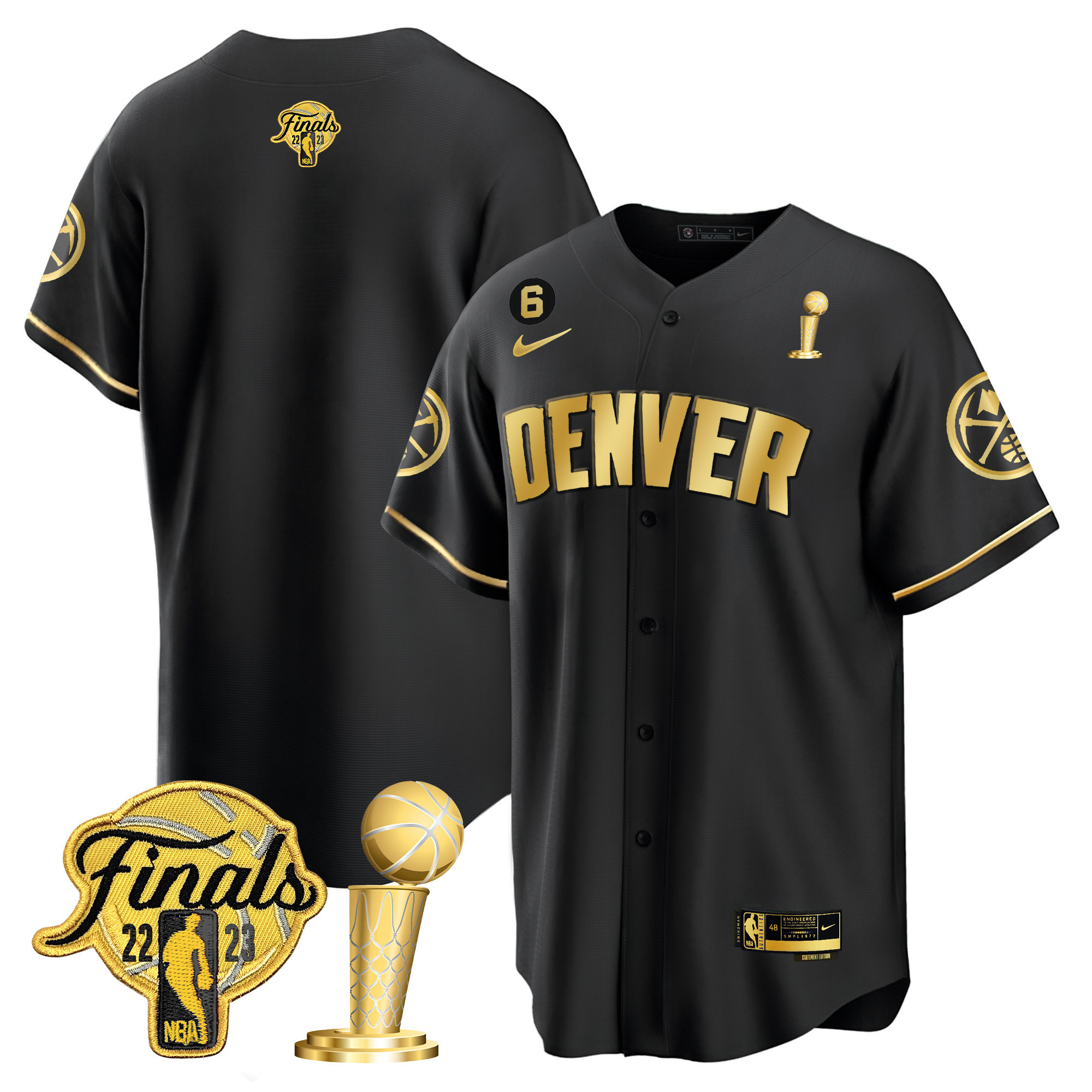 Men's Denver Nuggets 2023 Finals & Champions Patch Cool Base Black Limited Jersey - All Stitched