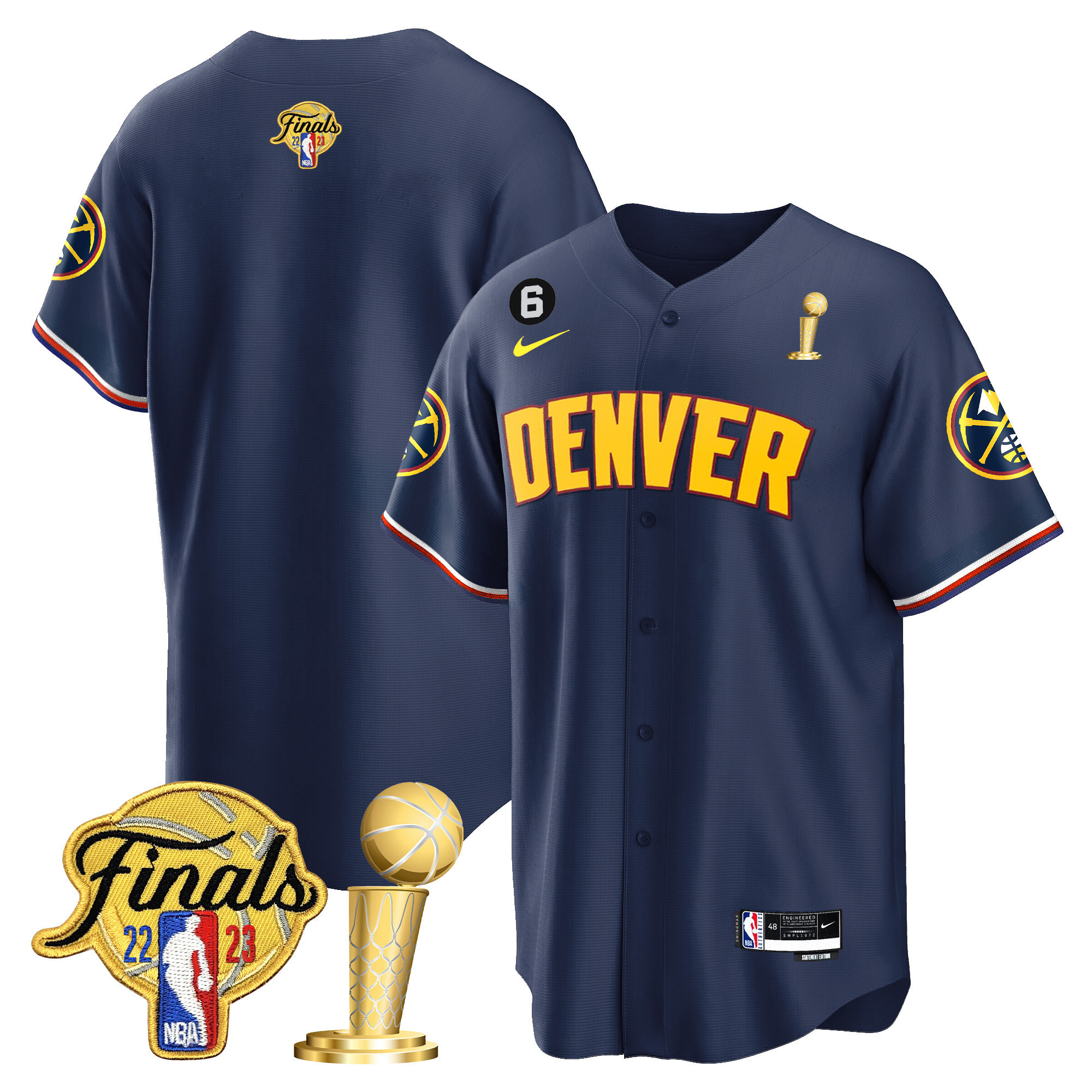 Men's Denver Nuggets 2023 Finals & Champions Patch Cool Base Icon Jersey - All Stitched