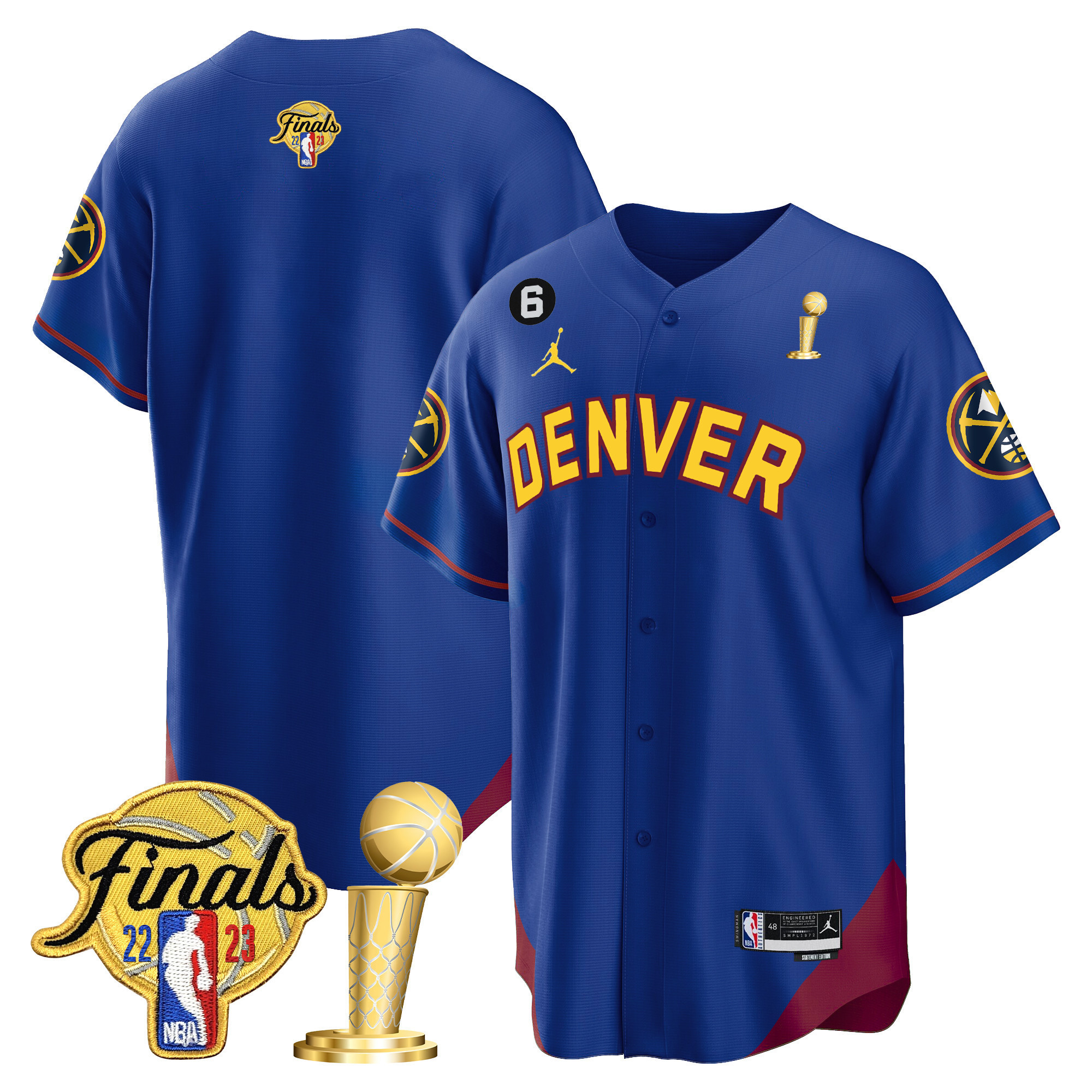 Men's Denver Nuggets 2023 Finals & Champions Patch Cool Base Statement Jersey - All Stitched