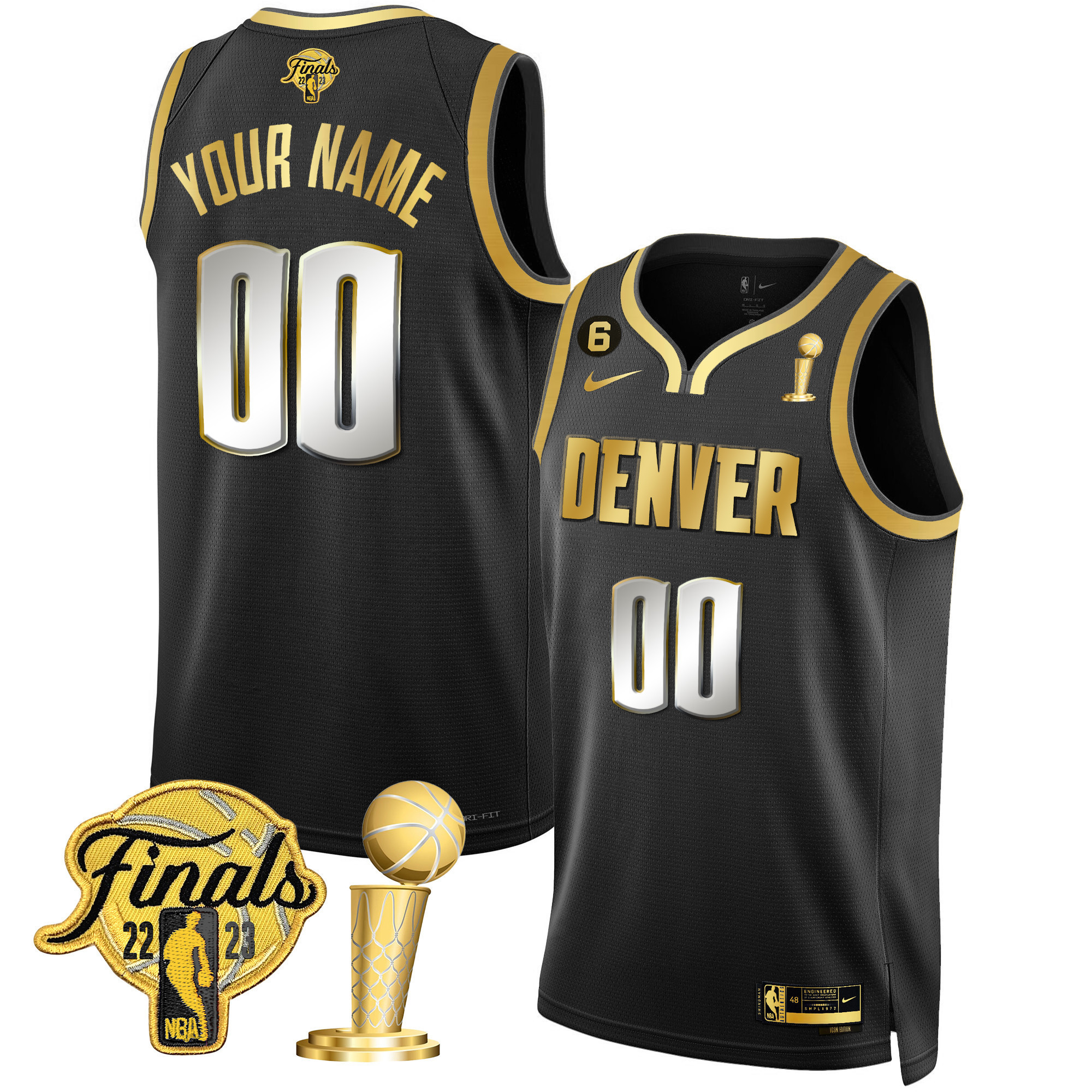 Men's Denver Nuggets 2023 Finals & Champions Patch Custom Black Limited Jersey - All Stitched