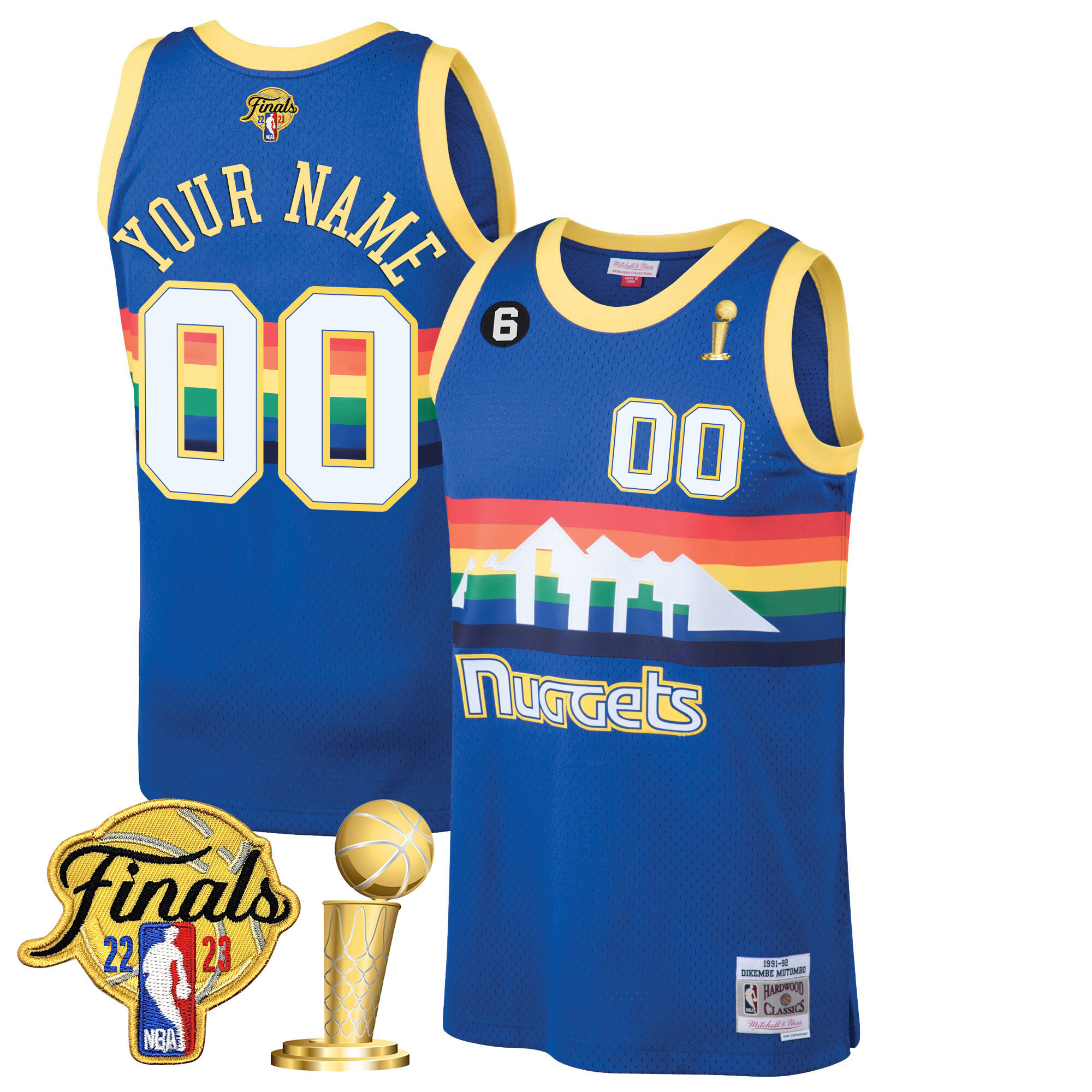 Men's Denver Nuggets 2023 Finals & Champions Patch Custom Blue Classic Jersey - All Stitched