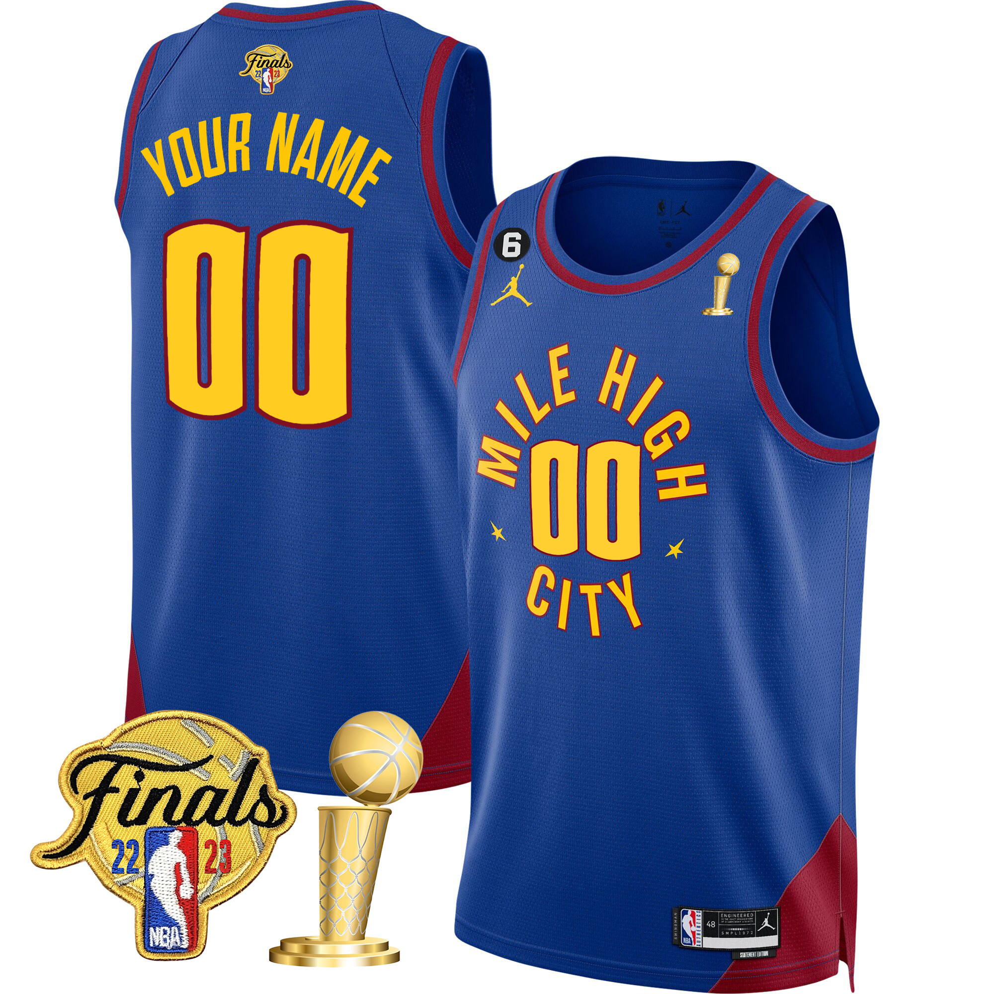 Men's Denver Nuggets 2023 Finals & Champions Patch Custom Statement Jersey V2- All Stitched