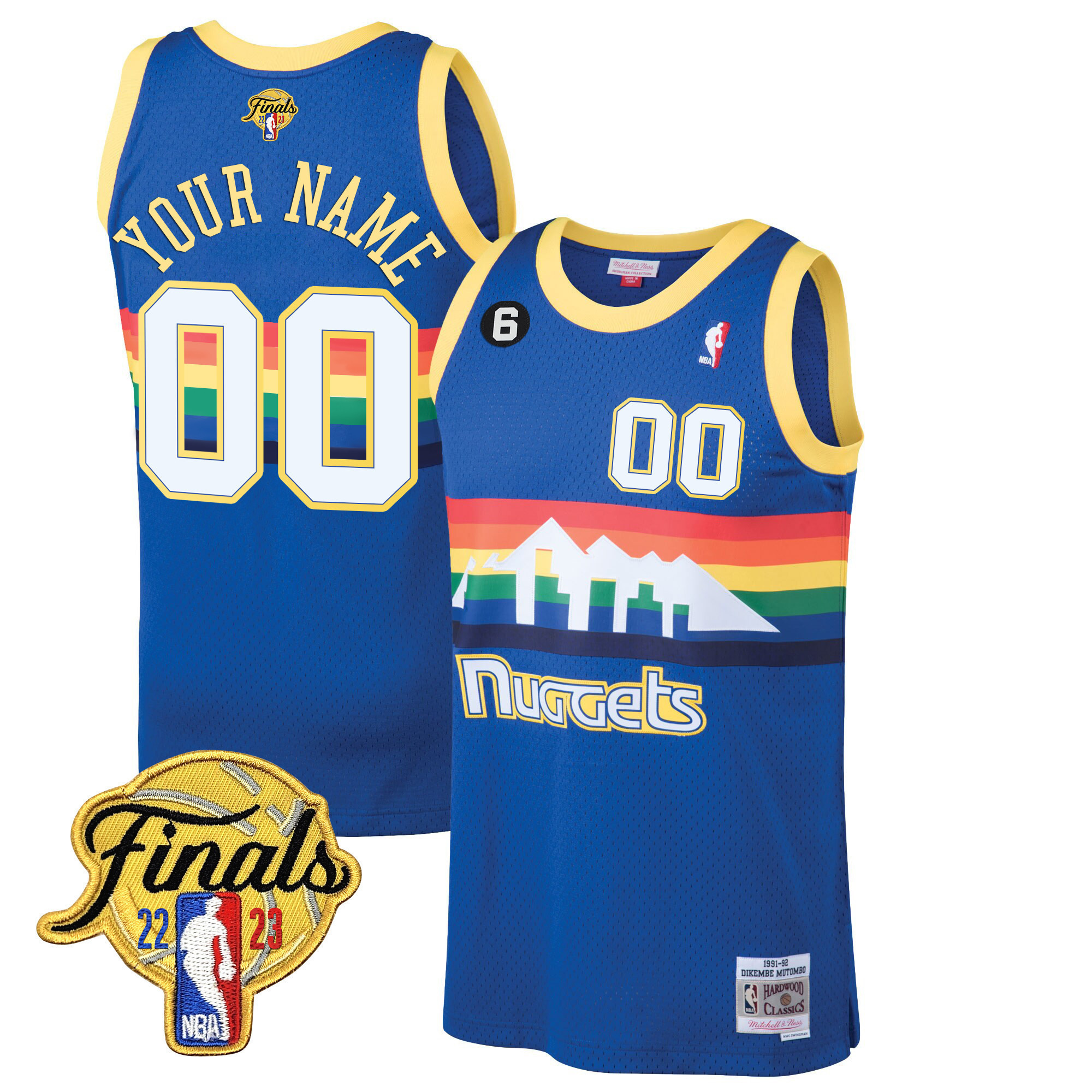 Men's Denver Nuggets 2023 Finals Patch Collection Custom Blue Classic Jersey - All Stitched