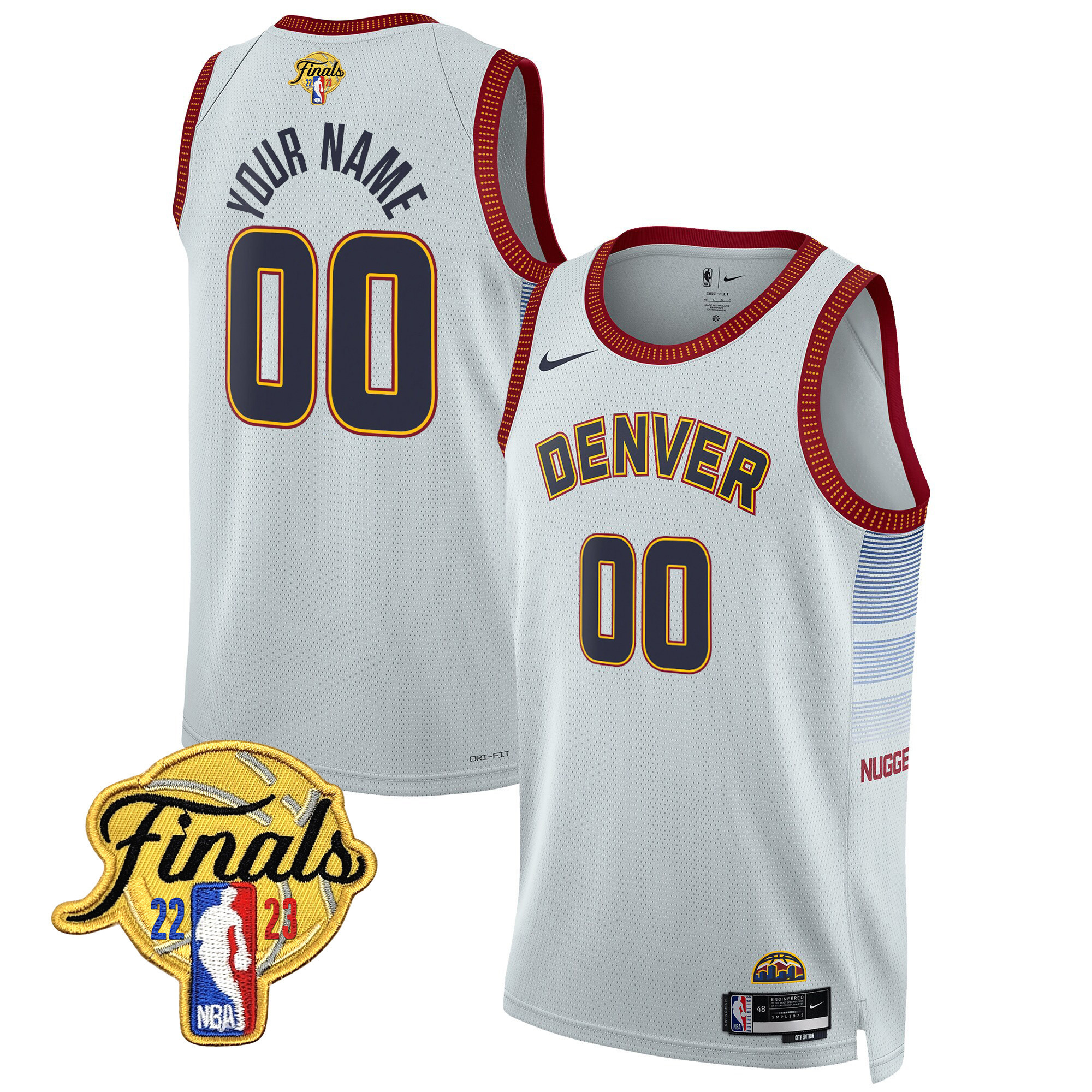 Men's Denver Nuggets 2023 Finals Patch Collection Custom City Jersey V2 - All Stitched