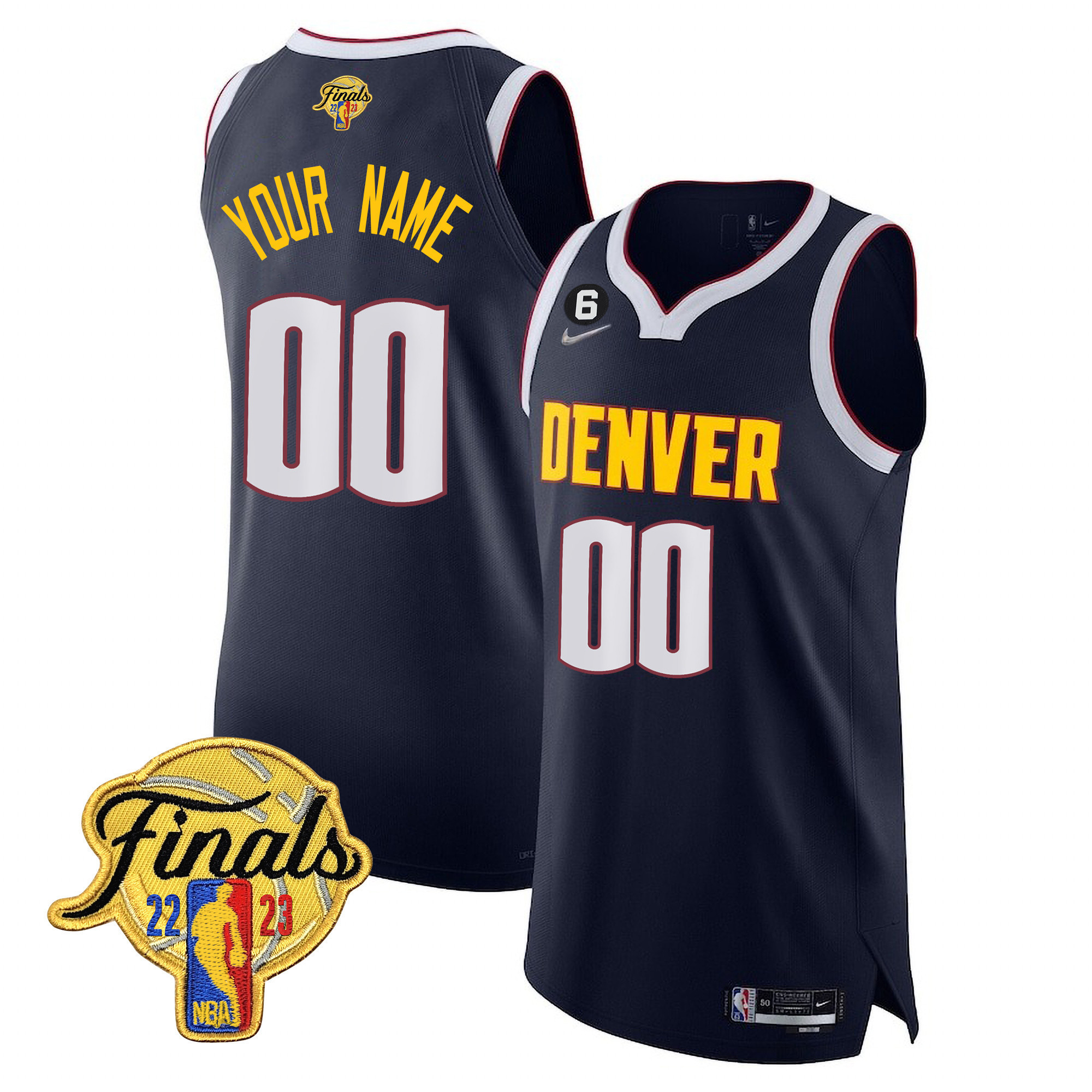 Men's Denver Nuggets 2023 Finals Patch Collection Custom Diamond Jersey V2 - All Stitched