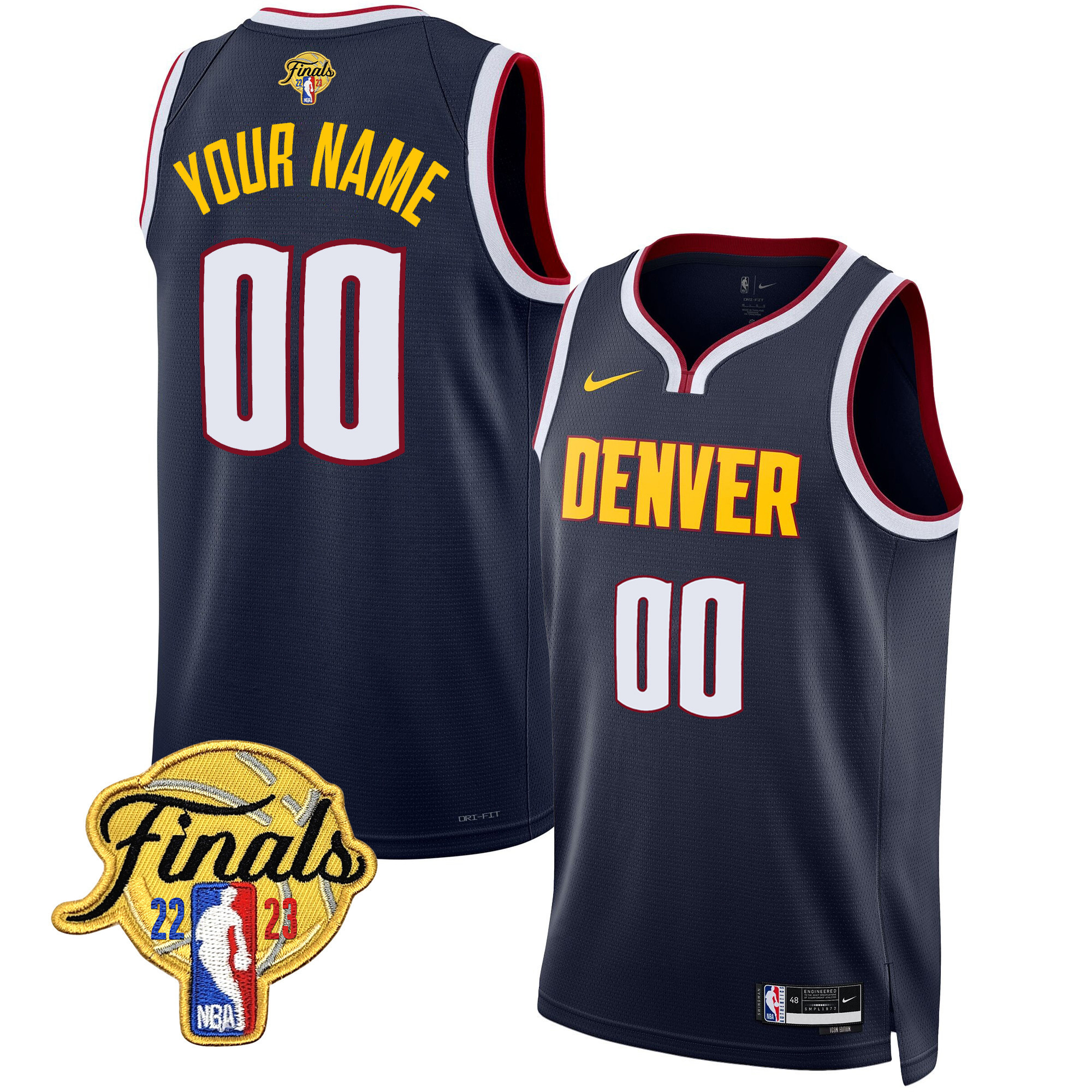 Men's Denver Nuggets 2023 Finals Patch Collection Custom Icon Jersey V2 - All Stitched