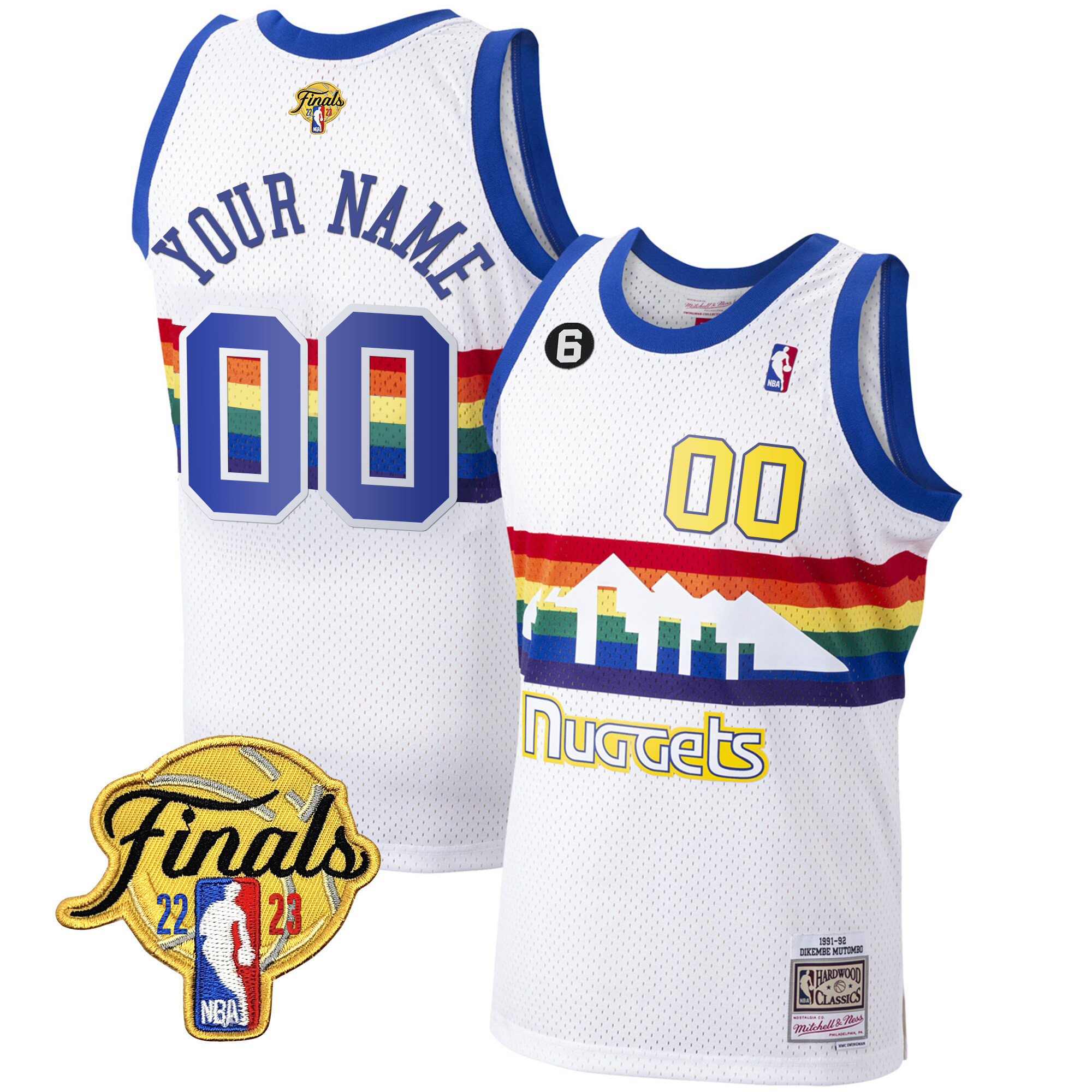 Men's Denver Nuggets 2023 Finals Patch Collection Custom White Classic Jersey - All Stitched