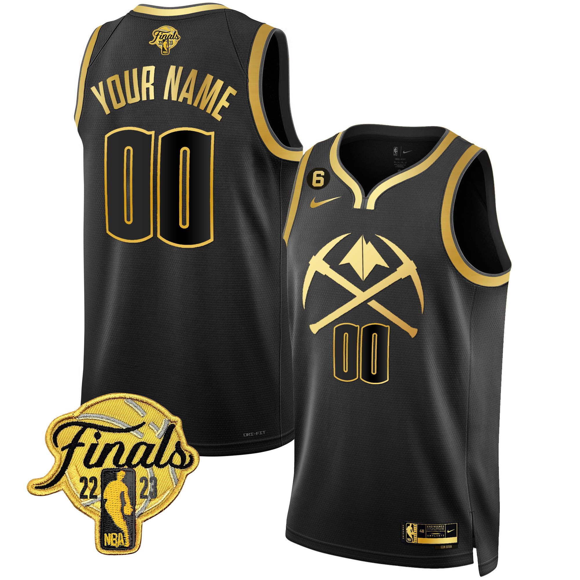 Men's Denver Nuggets 2023 Finals Patch Gold Special Custom Black Gold Jersey V2 - All Stitched