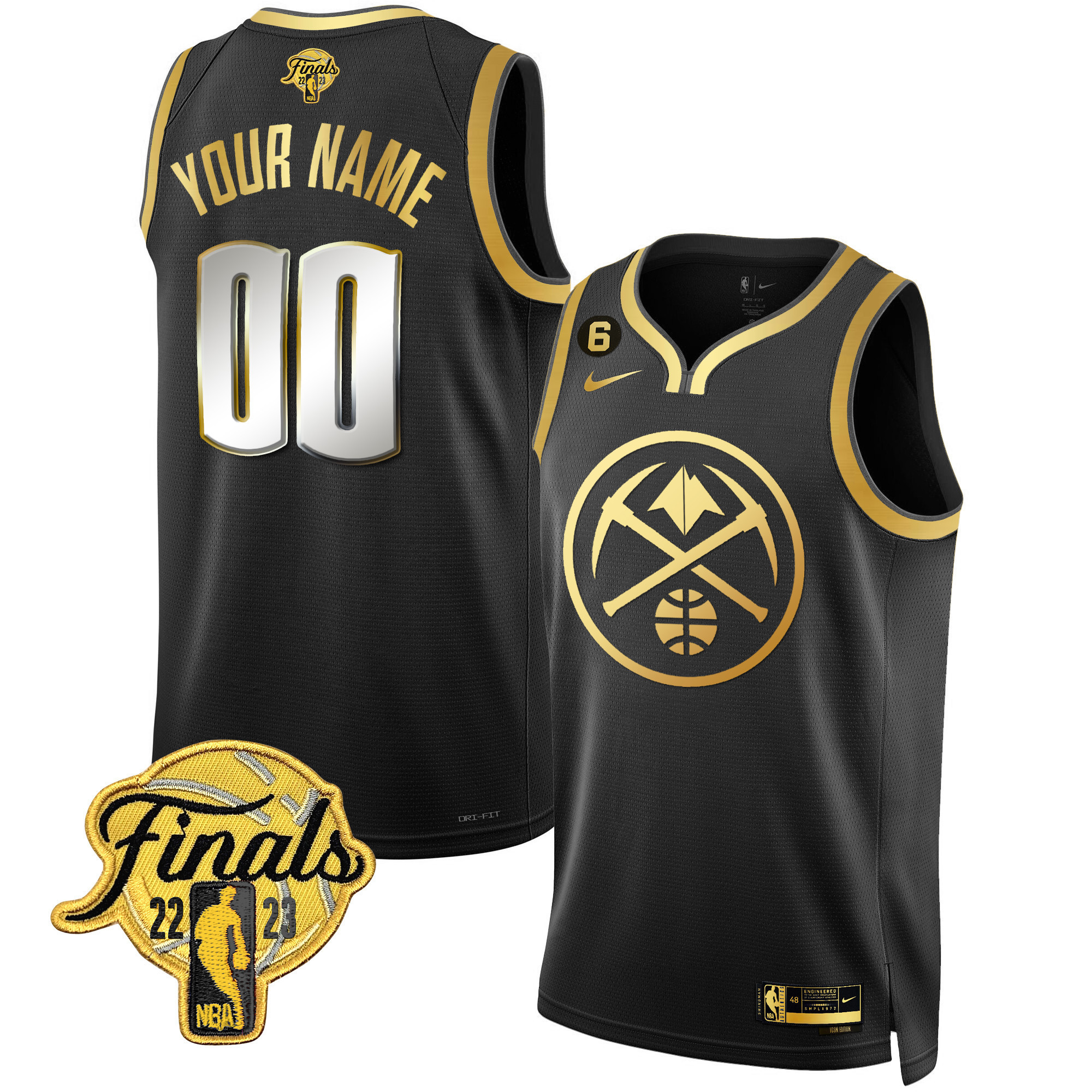 Men's Denver Nuggets 2023 Finals Patch Gold Special Custom Black Limited Jersey - All Stitched