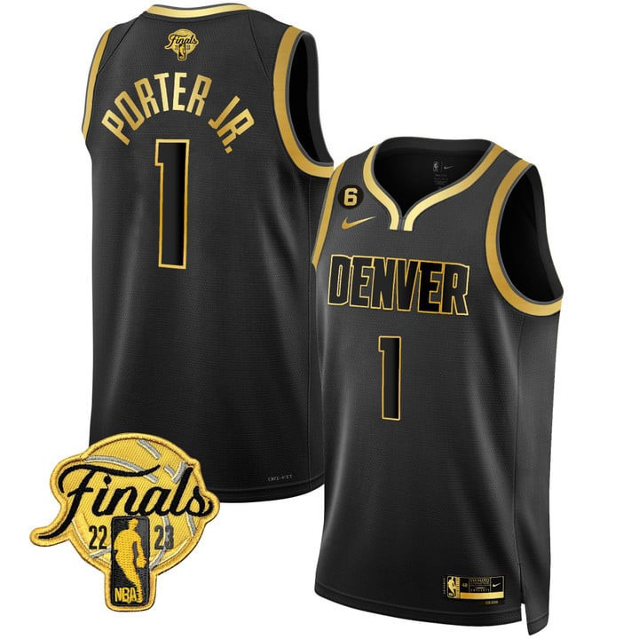 Men's Denver Nuggets Michael Porter Jr. NBA Finals Patch Black Gold Jersey Collection Ãƒâ€šÃ¢â‚¬â€œ All Stitched